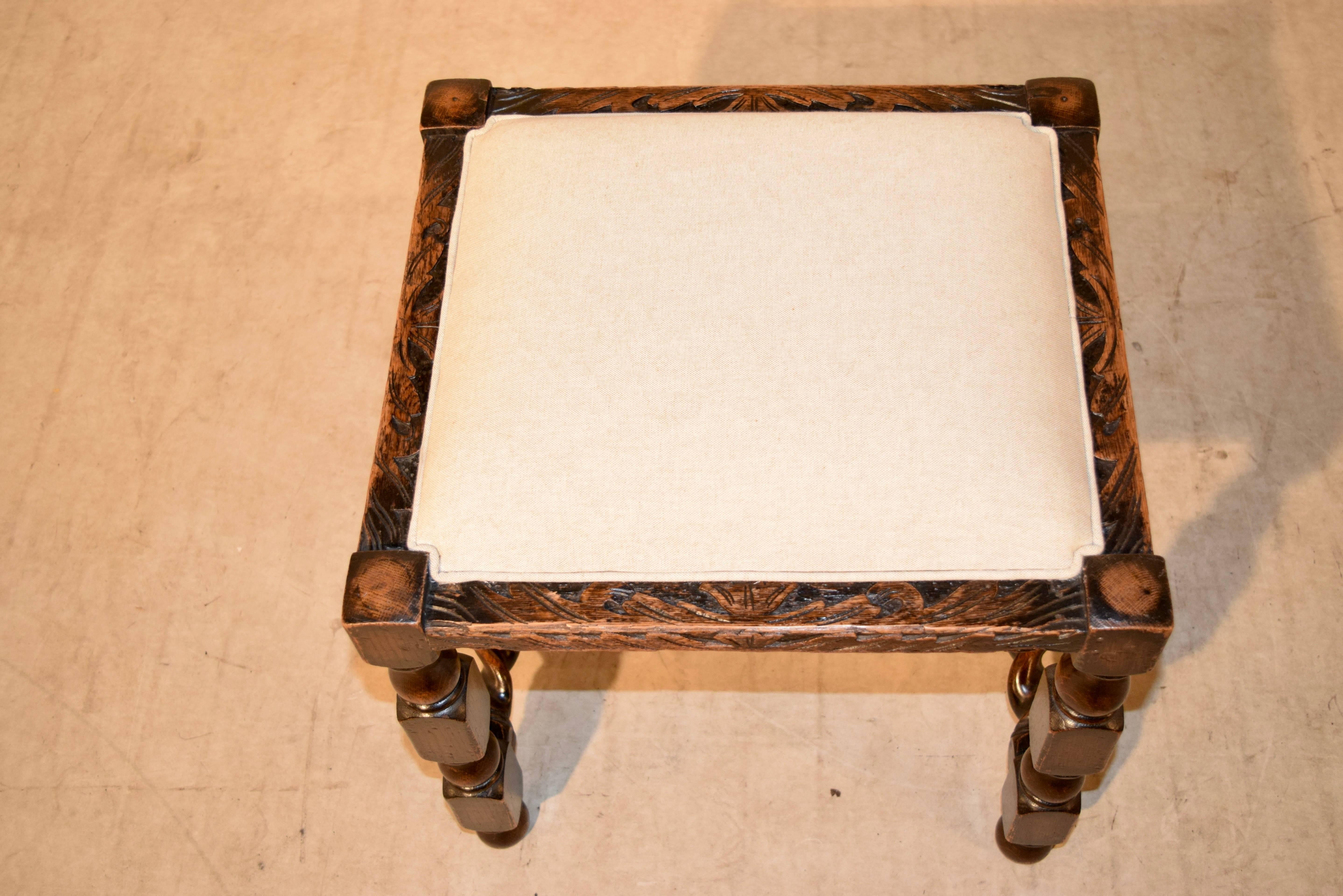 19th Century Carved English Stool In Good Condition In High Point, NC