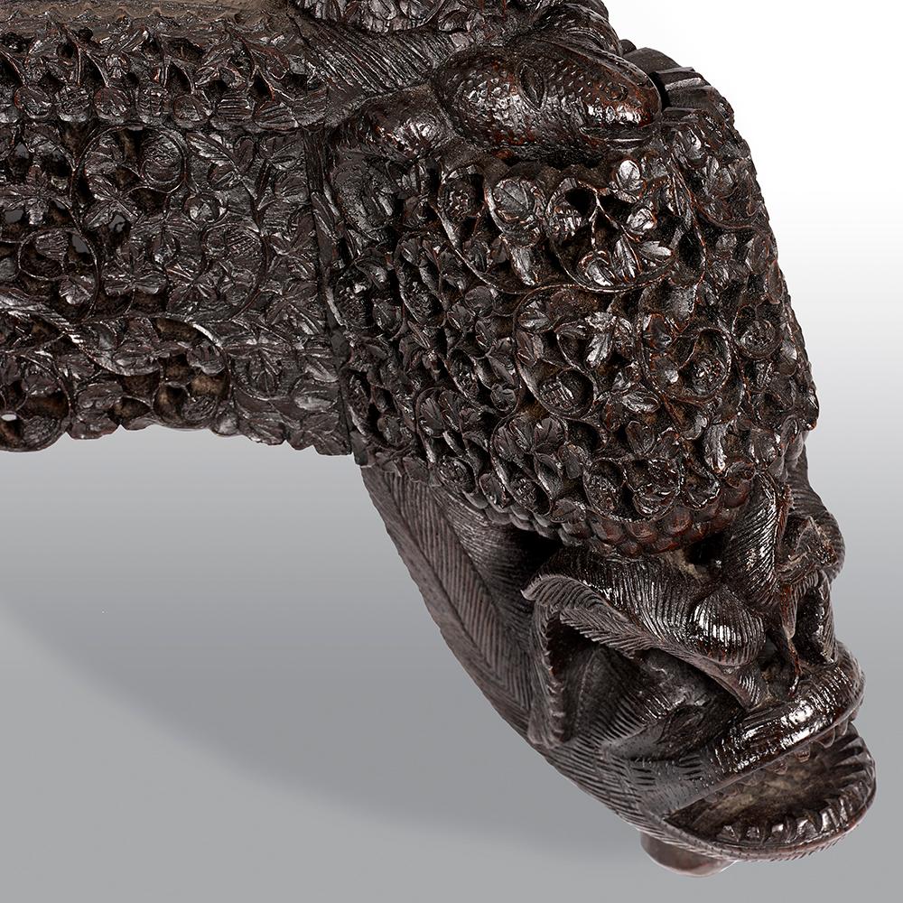 19th Century Carved Filigreed Burmese Chair 2