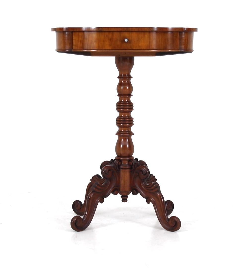Swedish 19th Century Carved Flame Mahogany Side Table For Sale