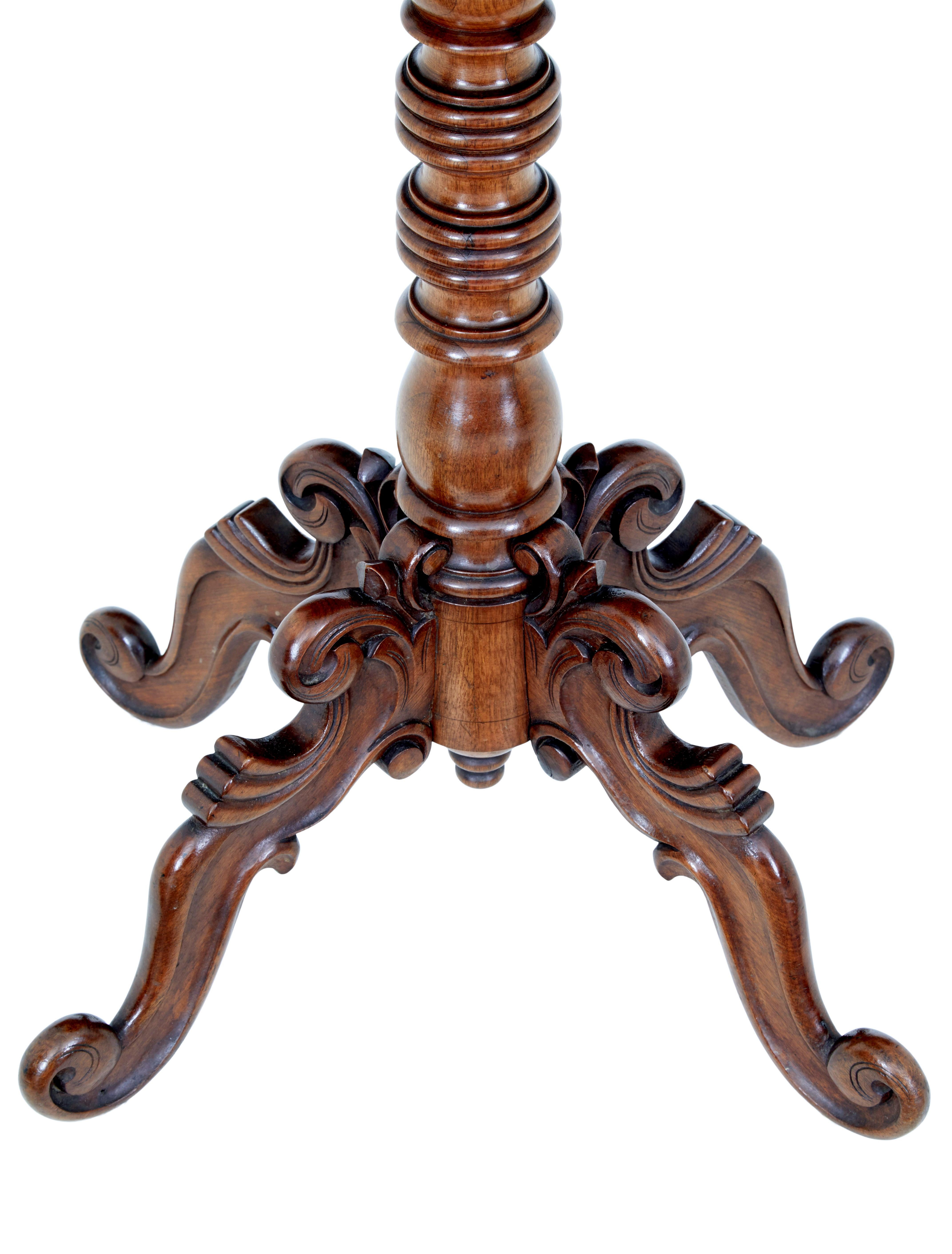19th Century Carved Flame Mahogany Side Table For Sale 1