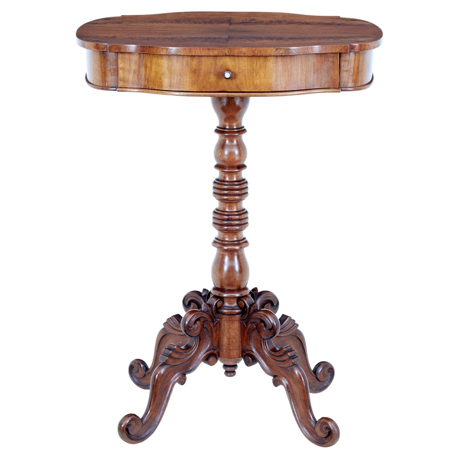 19th Century Carved Flame Mahogany Side Table For Sale at 1stDibs