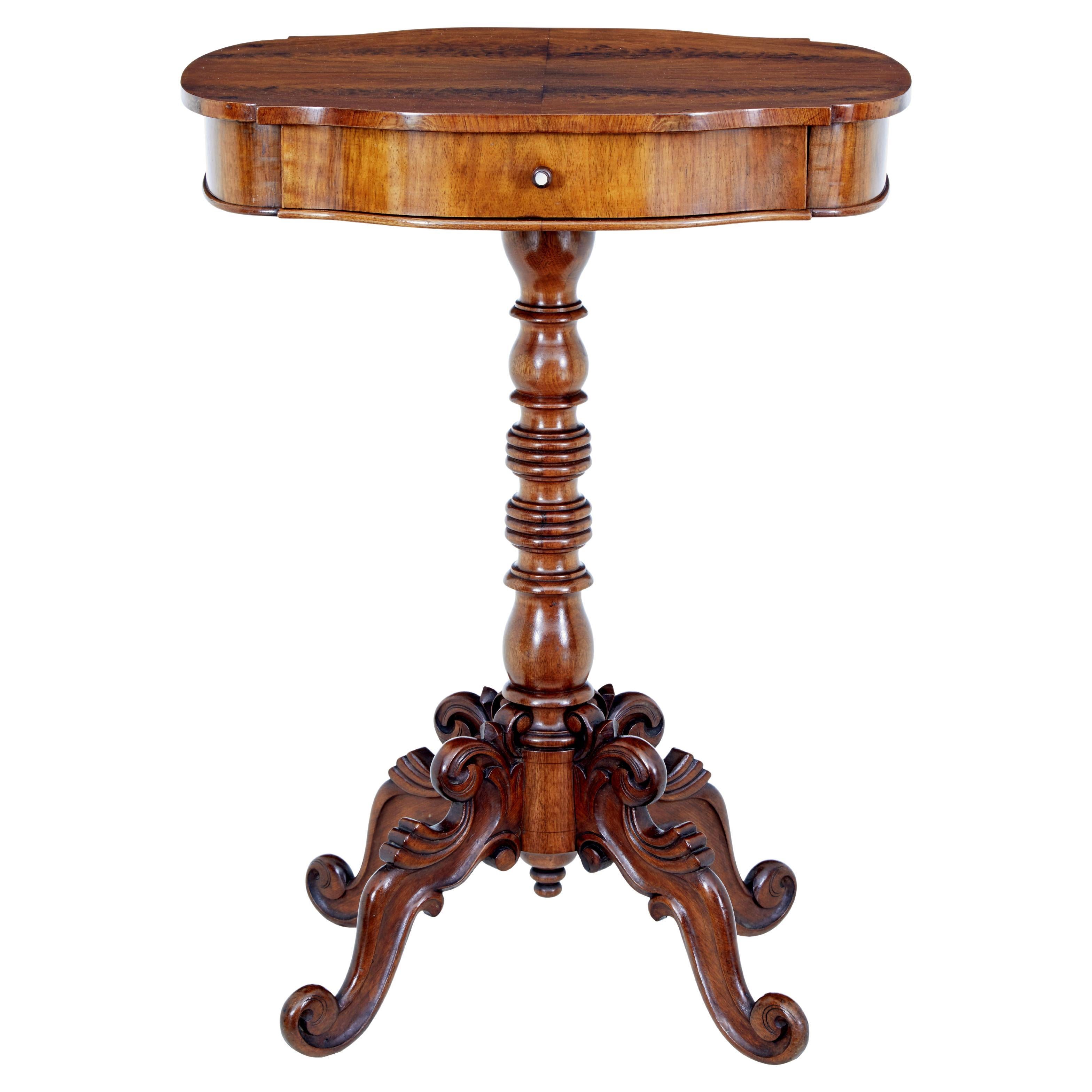 19th Century Carved Flame Mahogany Side Table For Sale