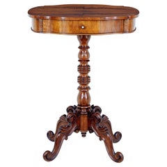 Antique 19th Century Carved Flame Mahogany Side Table