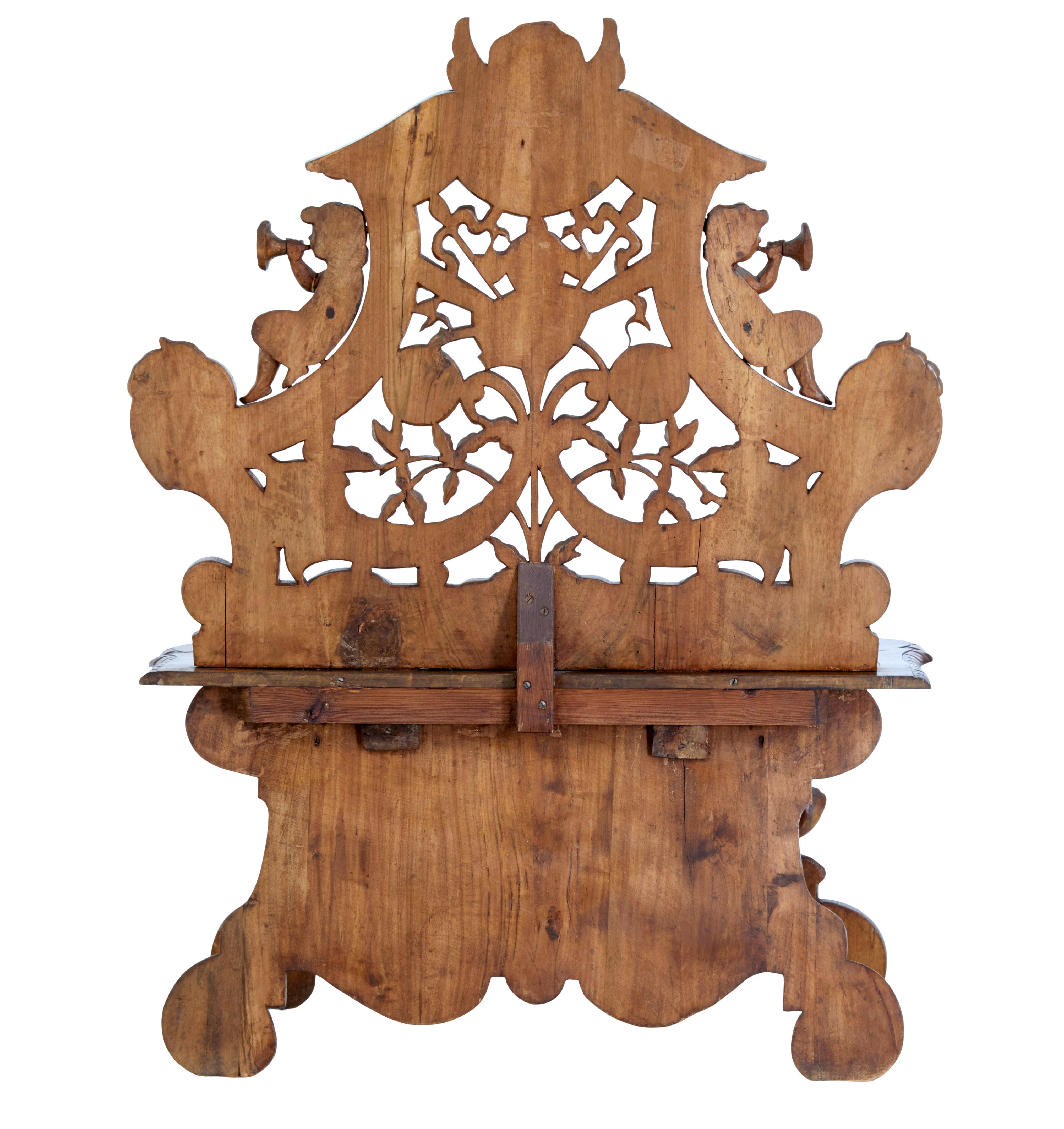 Belgian 19th century carved Flemish walnut decorative chair For Sale