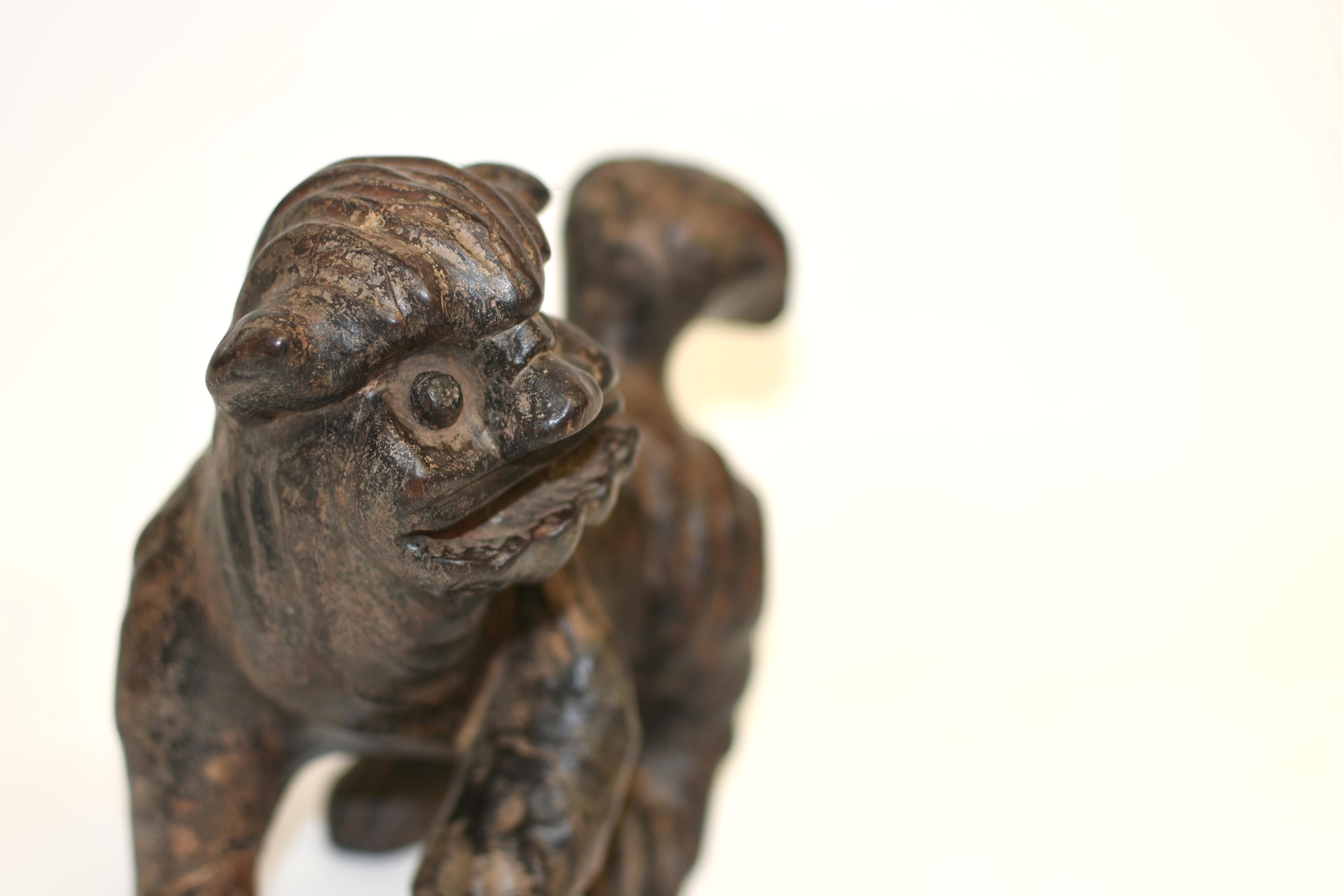 19th Century Carved Foo Dog Whole Root Rustic Country Folk Art For Sale 7