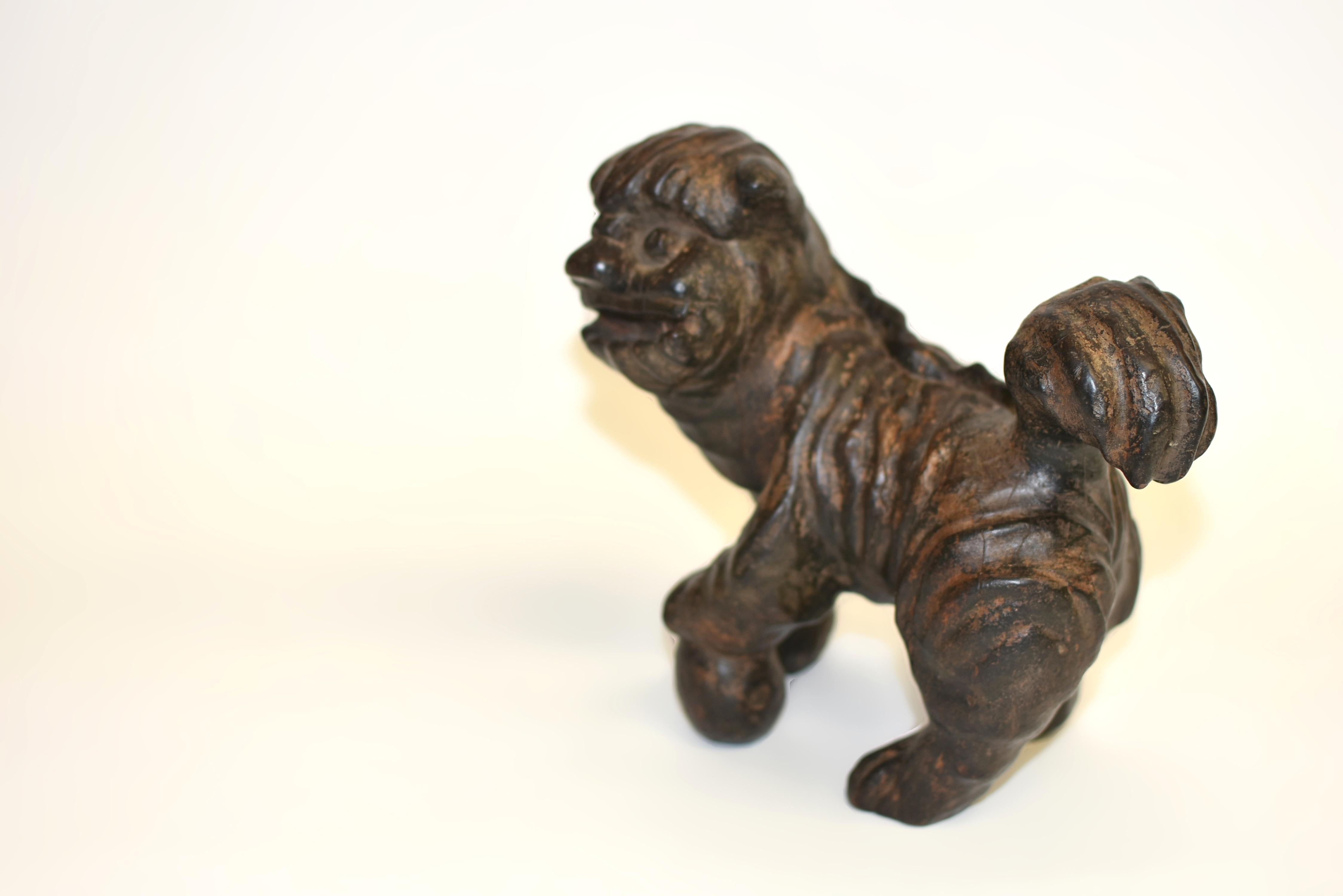 19th Century Carved Foo Dog Whole Root Rustic Country Folk Art For Sale 2
