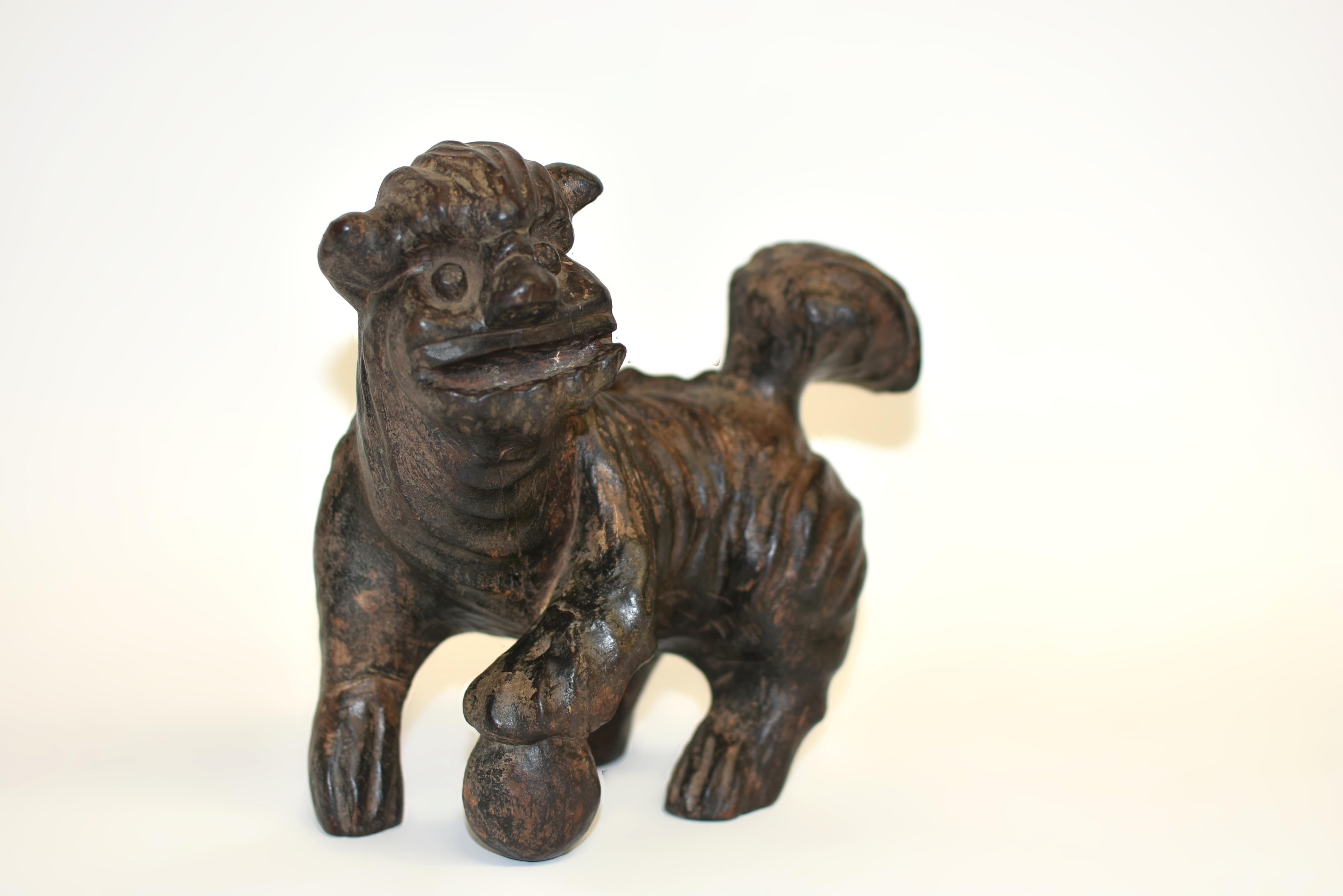 19th Century Carved Foo Dog Whole Root Rustic Country Folk Art For Sale 3