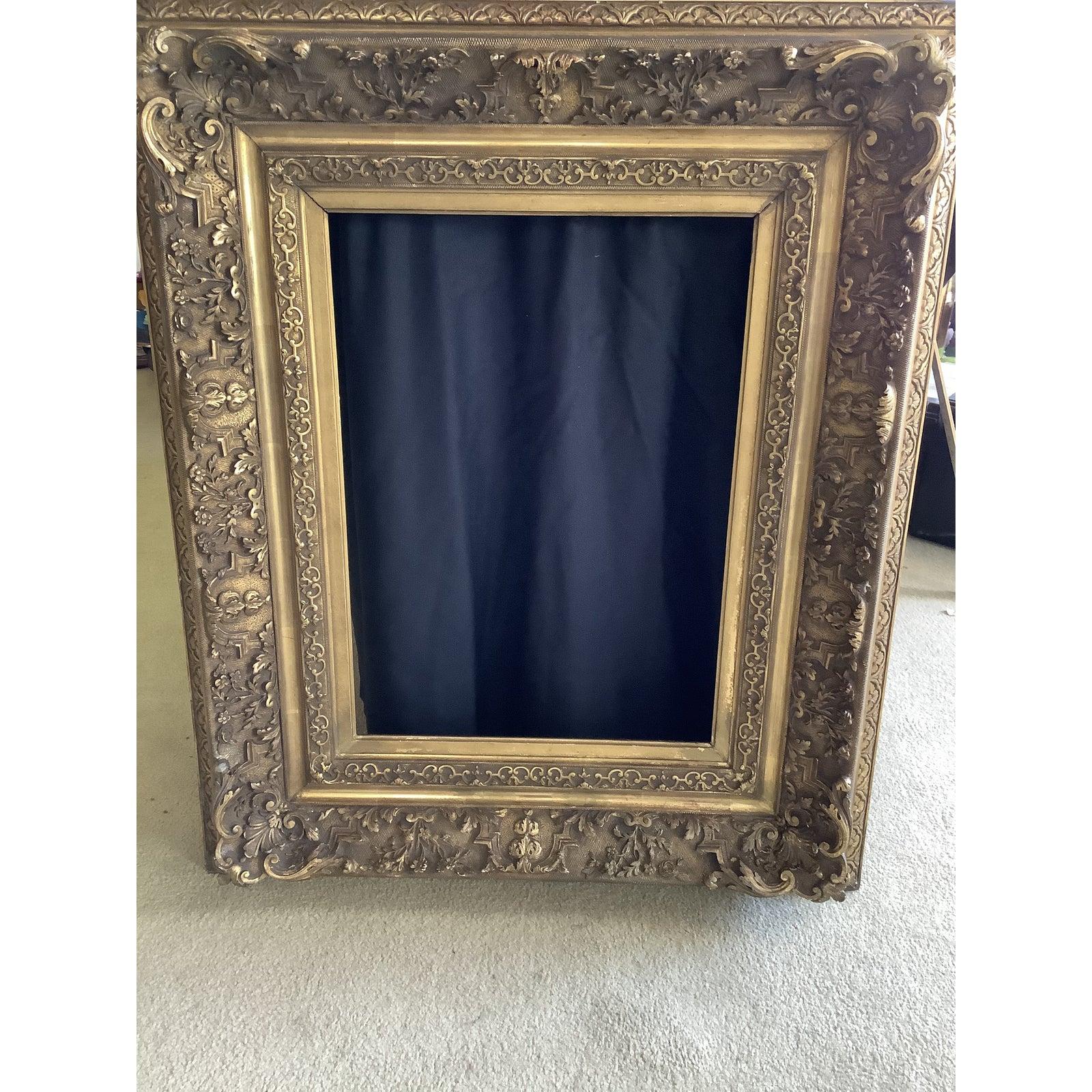 French 19th Century Carved Frame with Gilding and Water Gilding