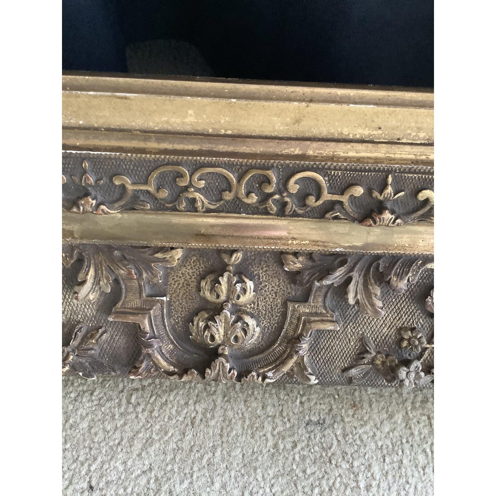 19th Century Carved Frame with Gilding and Water Gilding In Good Condition In Houston, TX