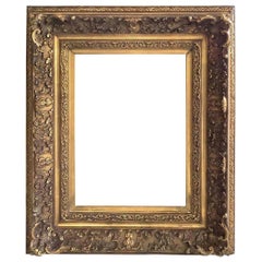 19th Century Carved Frame with Gilding and Water Gilding