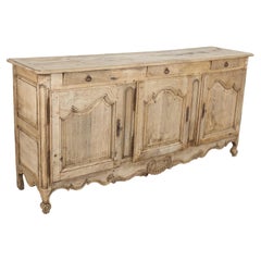 19th Century Carved French Country Louis XV Style Bleached Oak Enfilade Buffet