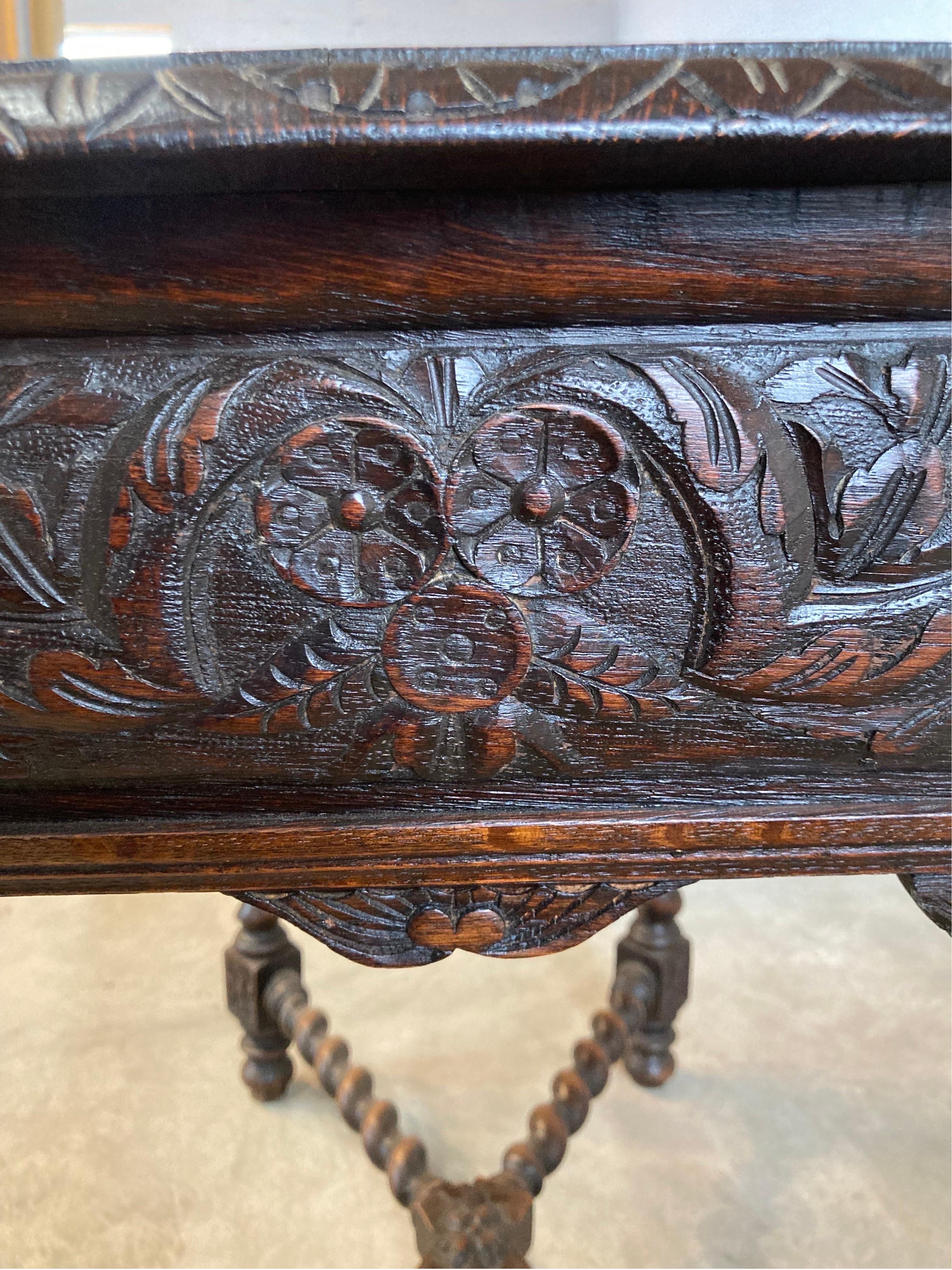 19th Century Carved French Oak Side Table / End Table 7