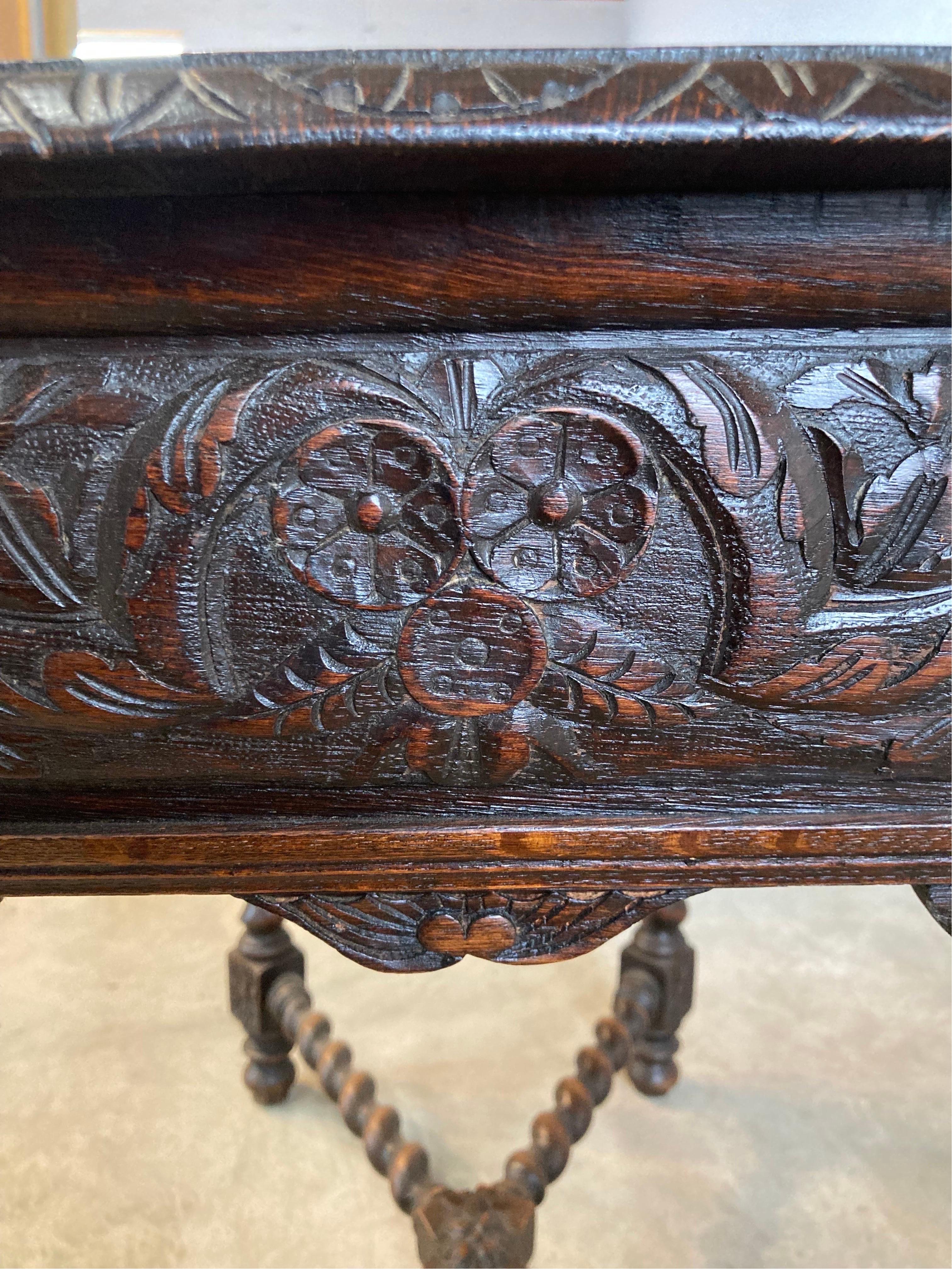 19th Century Carved French Oak Side Table / End Table 8