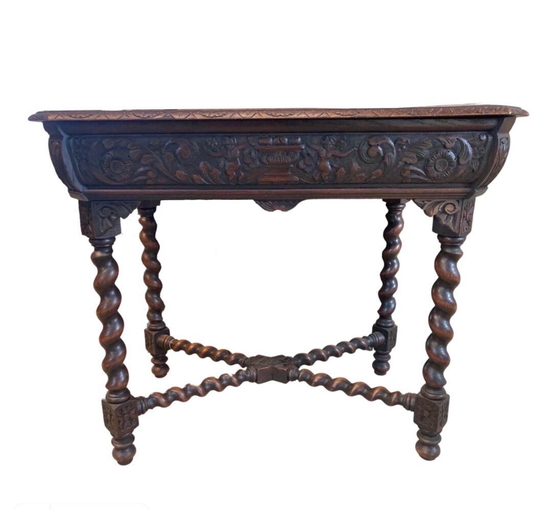 19th Century Carved French Oak Side Table / End Table In Good Condition In Carmine, TX