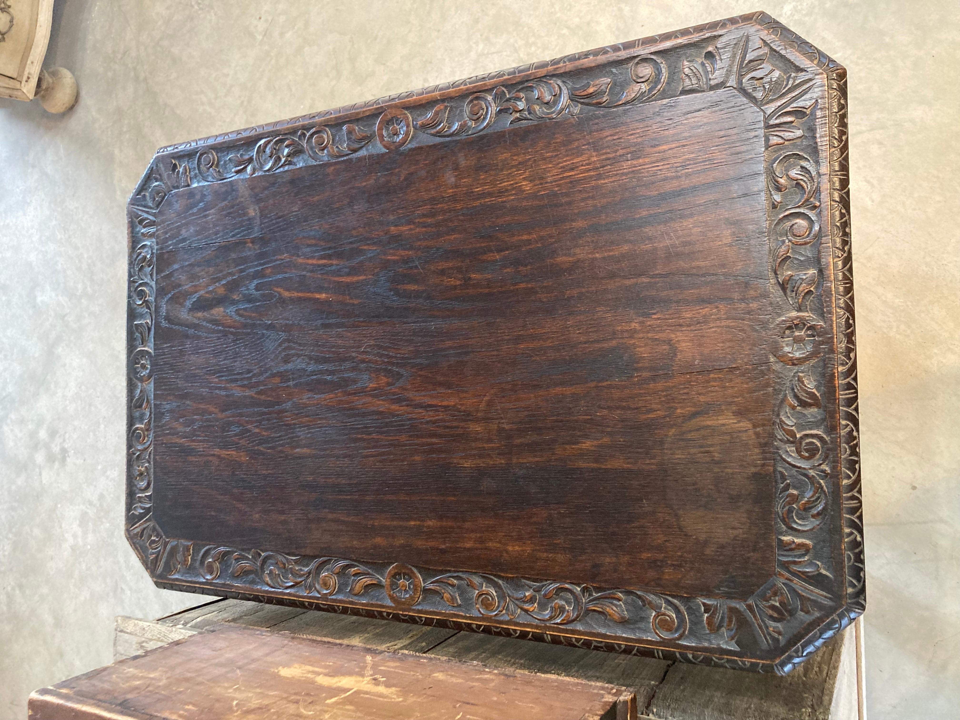 19th Century Carved French Oak Side Table / End Table 1