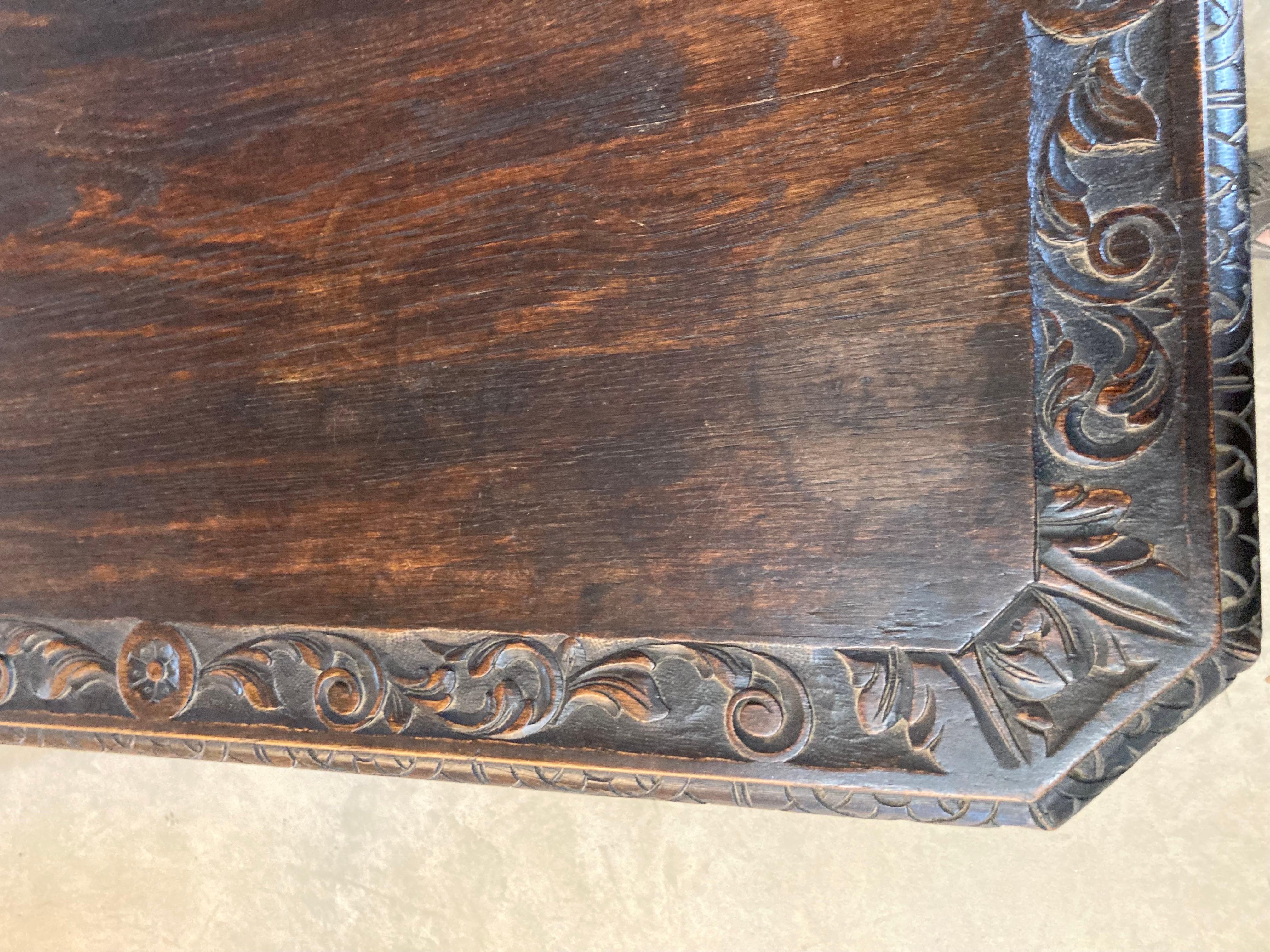 19th Century Carved French Oak Side Table / End Table 2