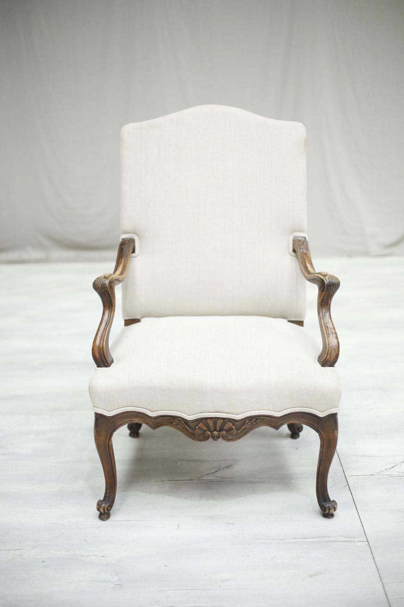 19th Century Carved French Open Armchair 3
