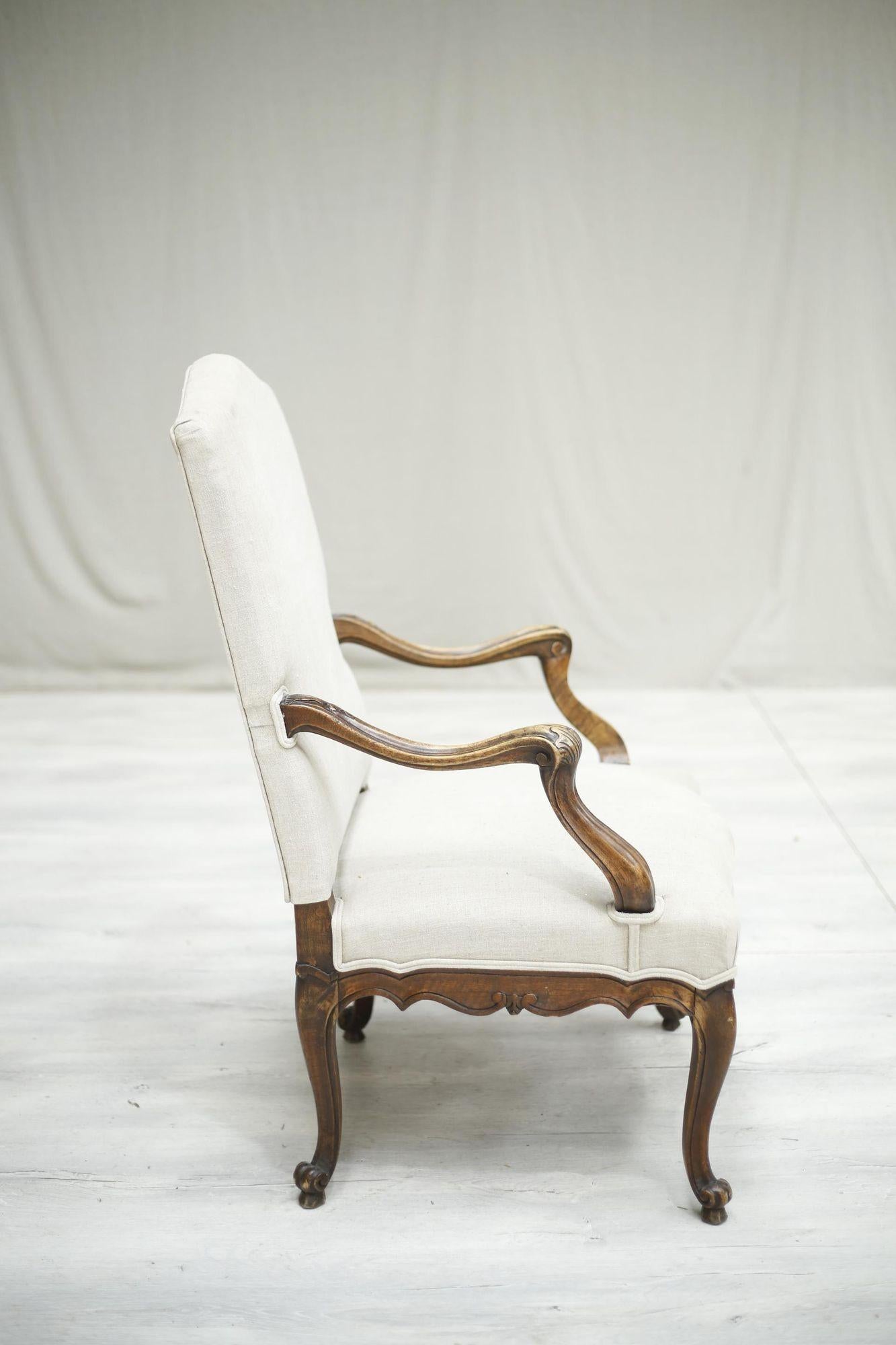 19th Century Carved French Open Armchair 4