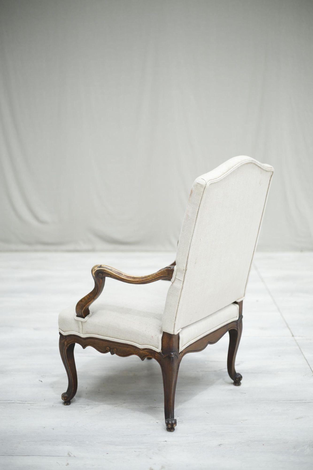 19th Century Carved French Open Armchair 5