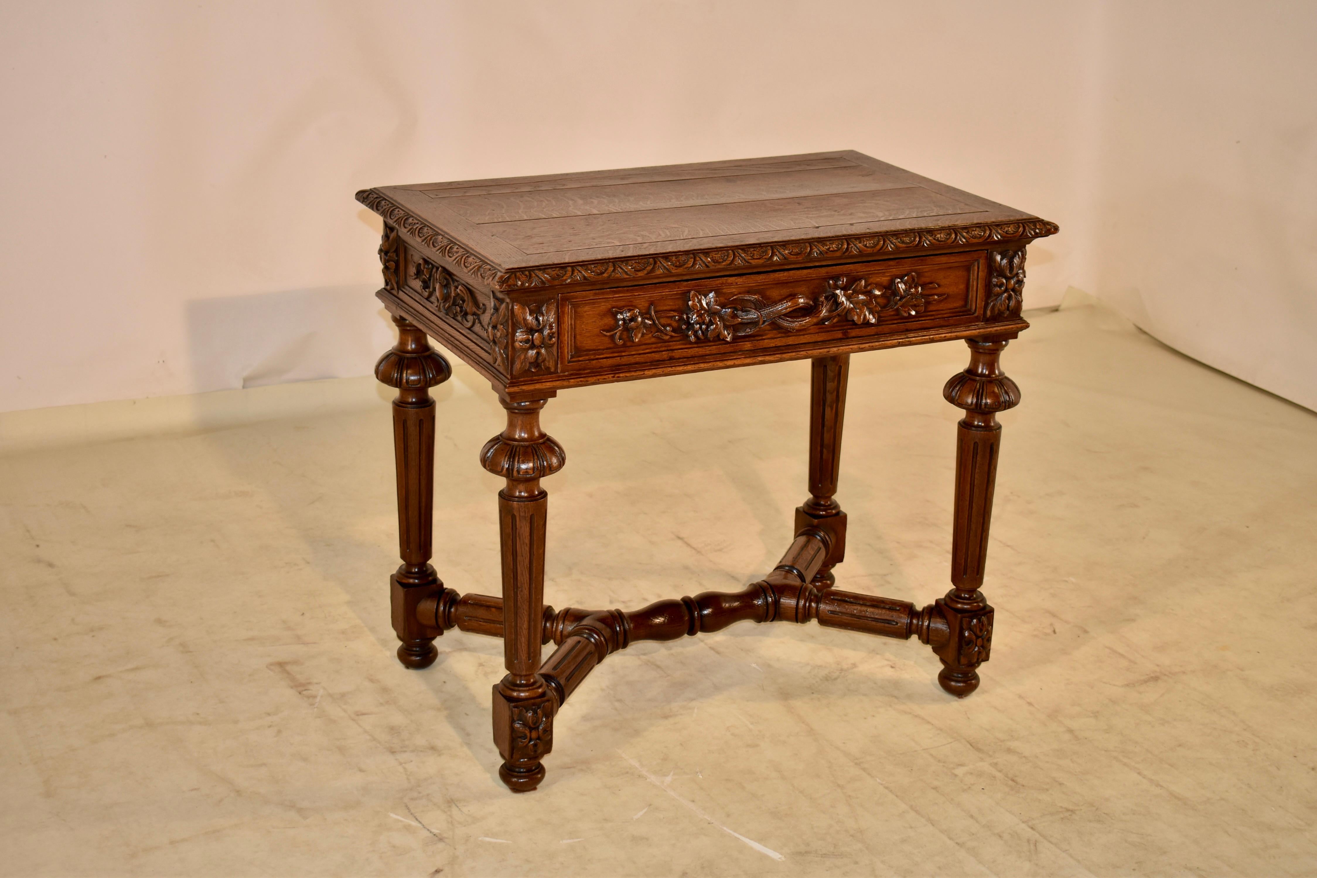 Hand-Carved 19th Century Carved French Side Table For Sale