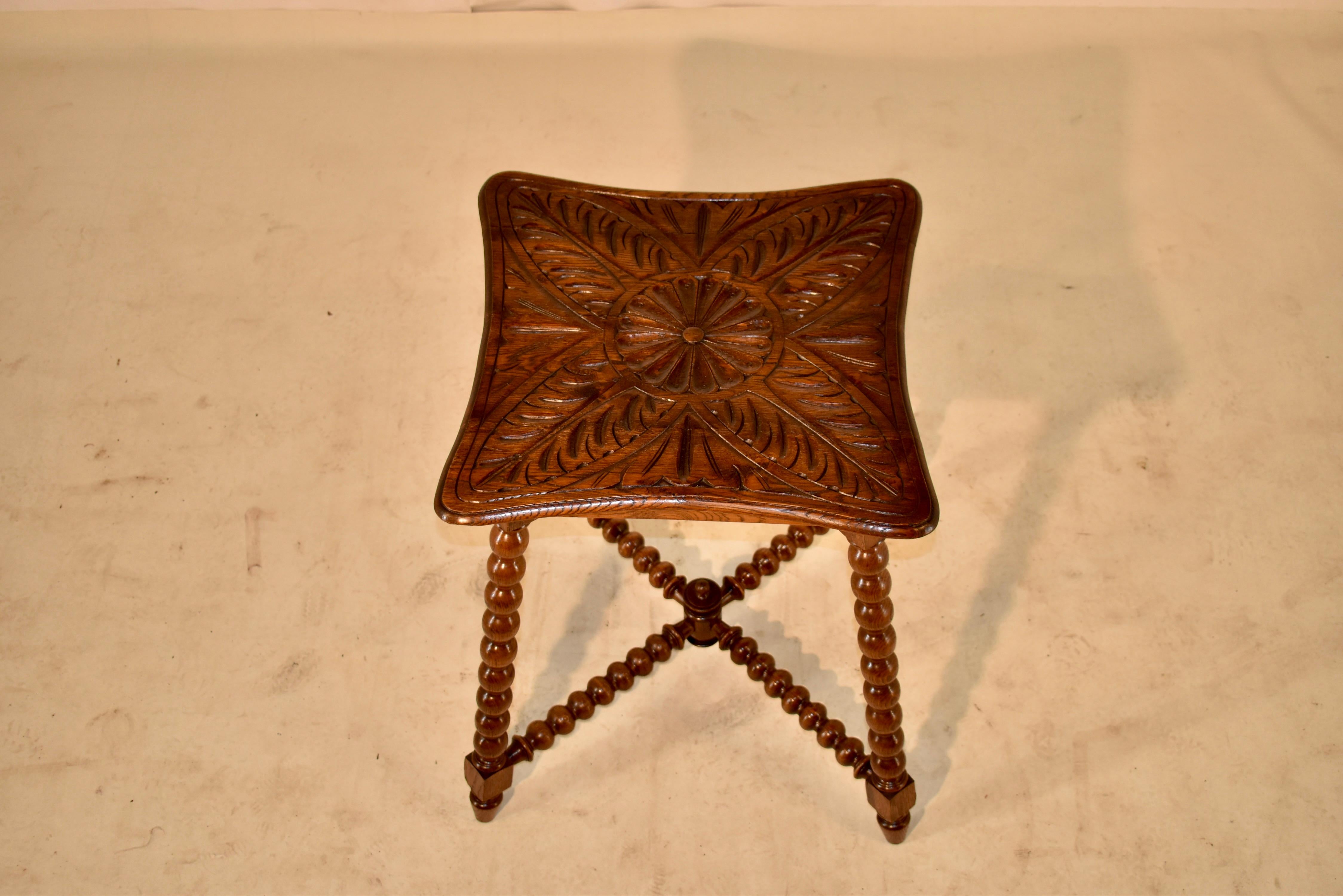 Oak 19th Century Carved French Side Table