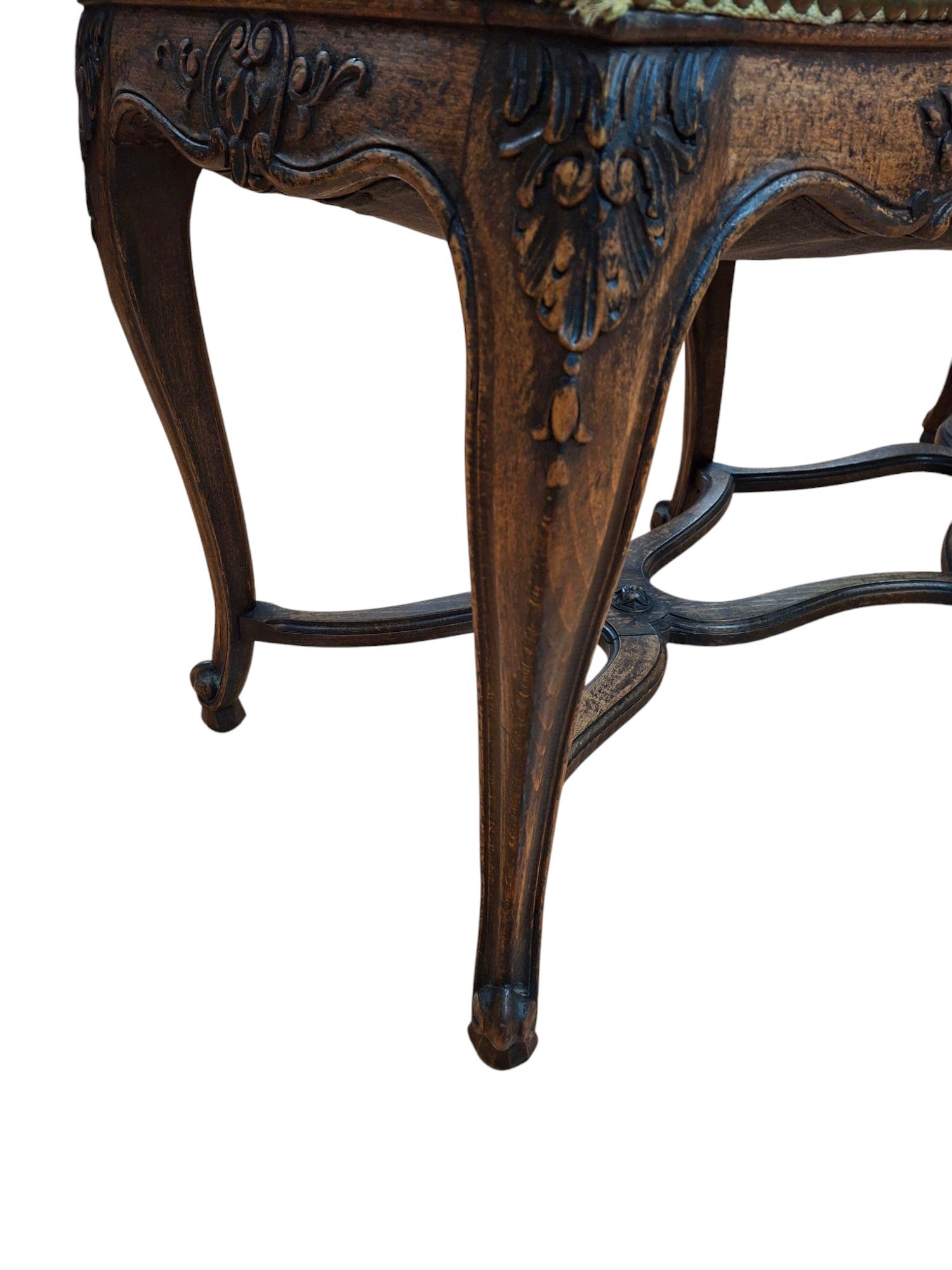 19th Century Carved Fruitwood Bench w/18th C. Aubusson Tapestry For Sale 1