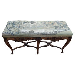 19th Century Carved Fruitwood Bench w/18th C. Aubusson Tapestry