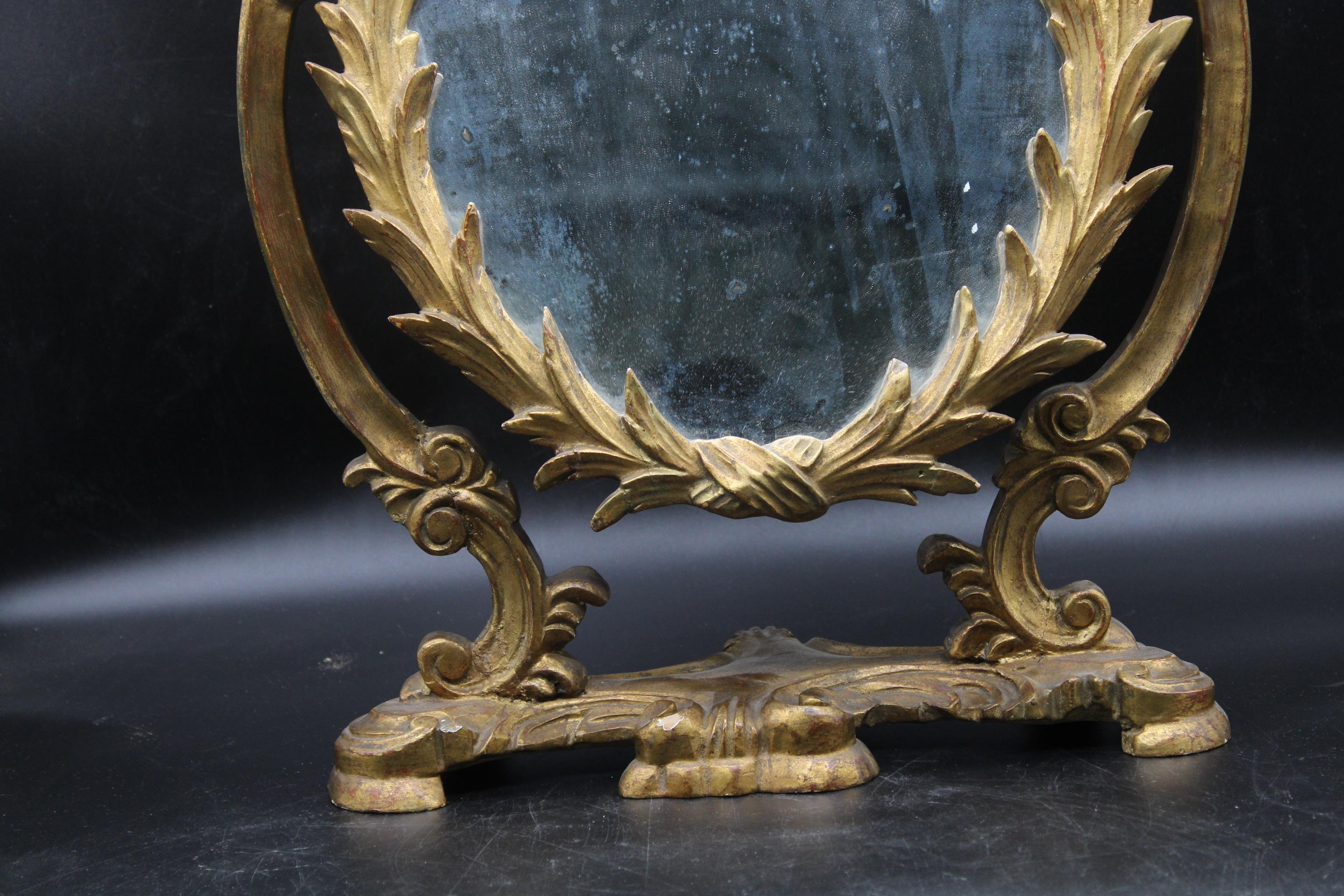 Baroque Revival  19th Century Gilded Carved Table Mirror 