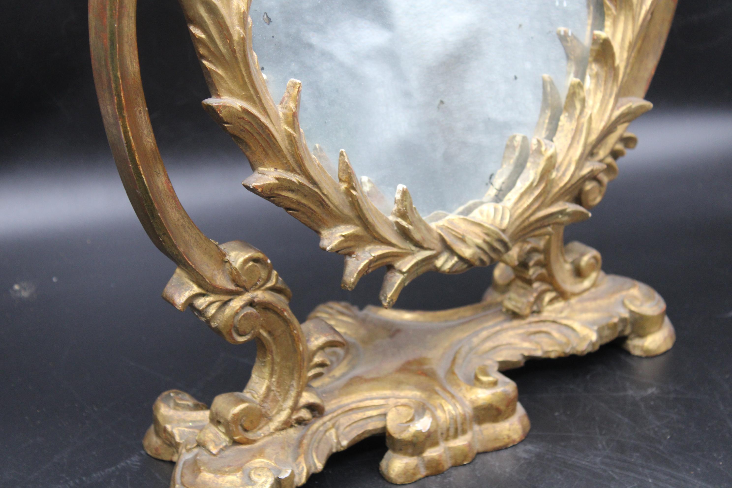 Italian  19th Century Gilded Carved Table Mirror 