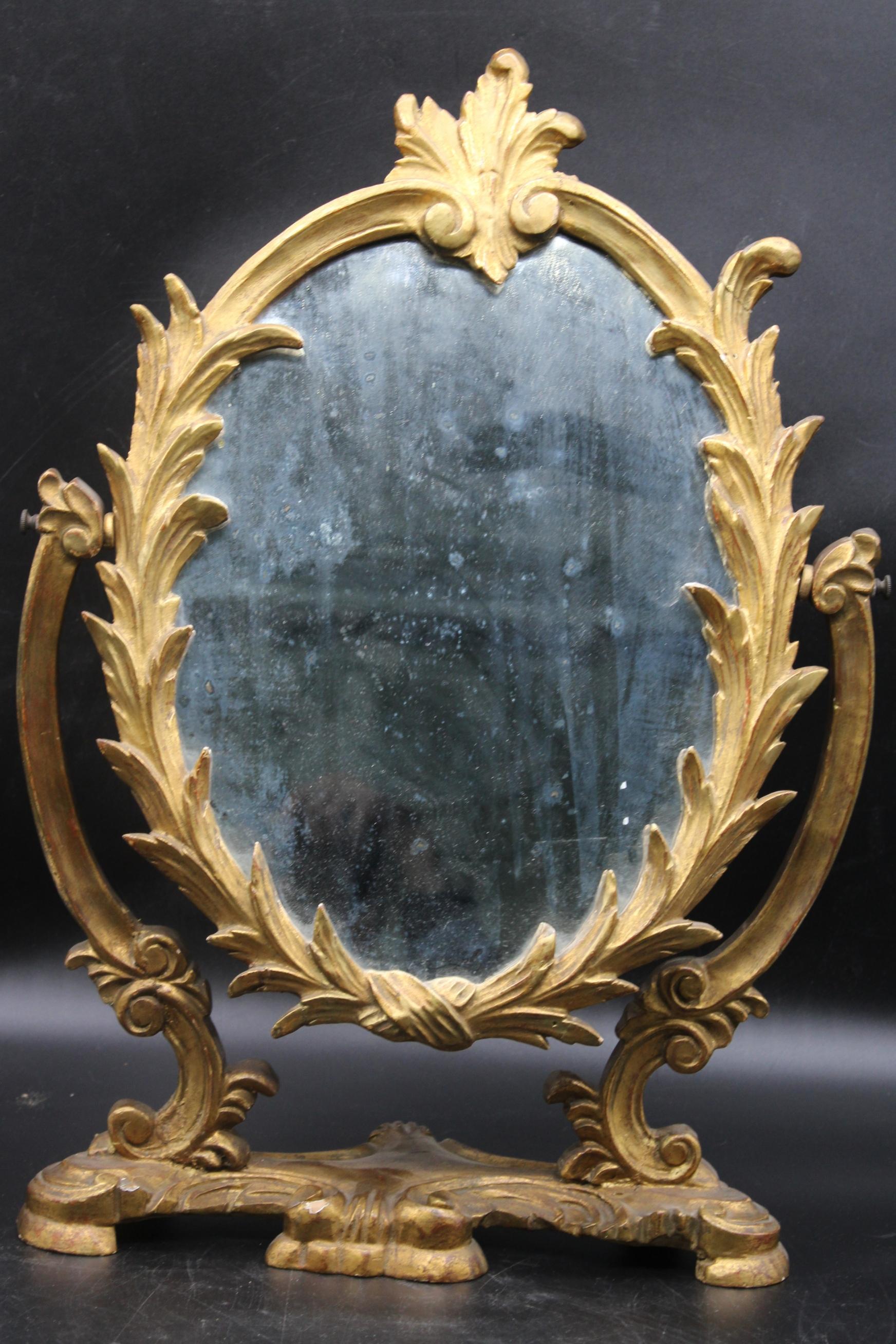  19th Century Gilded Carved Table Mirror  1