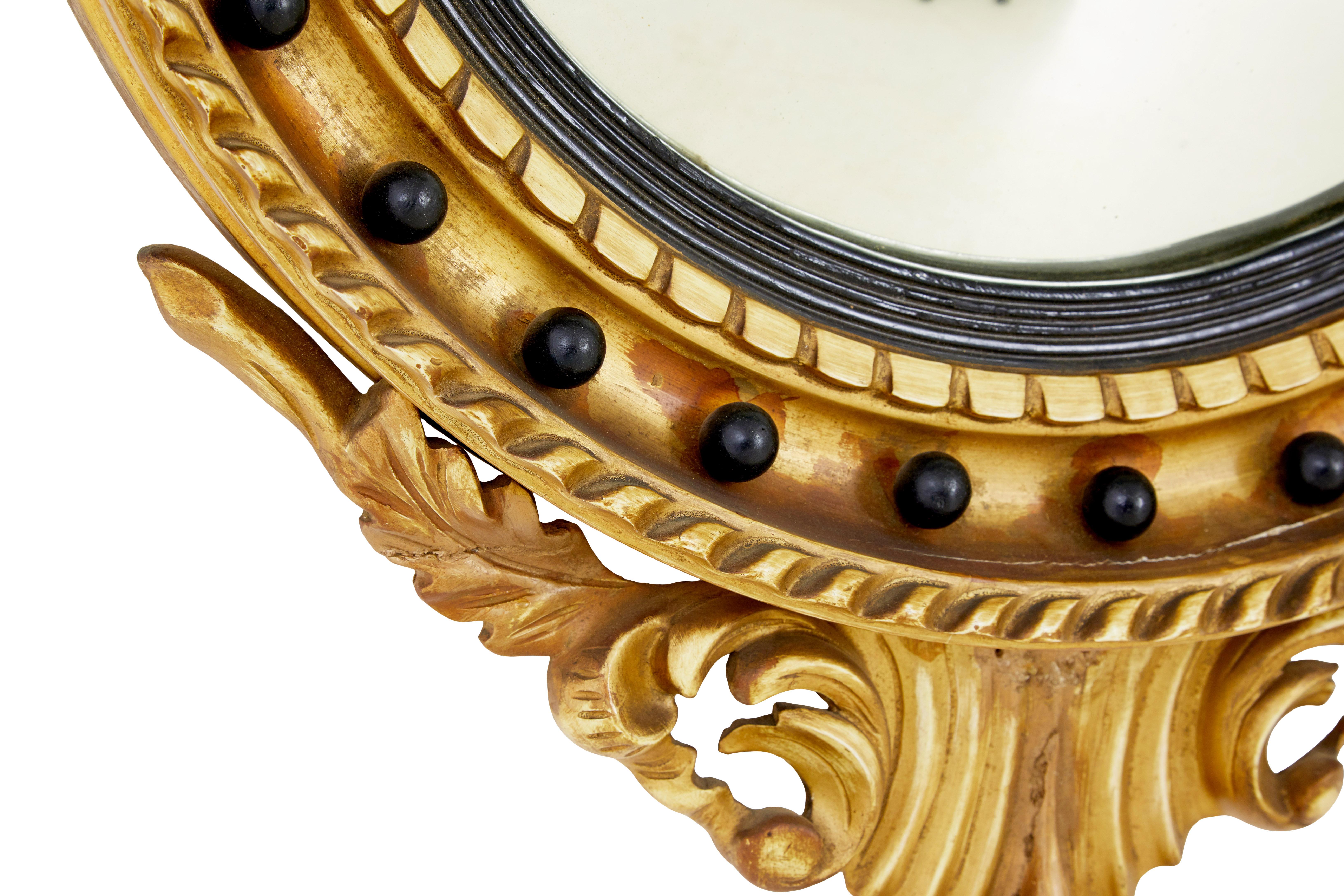 Mirror 19th Century carved gilt convex mirror