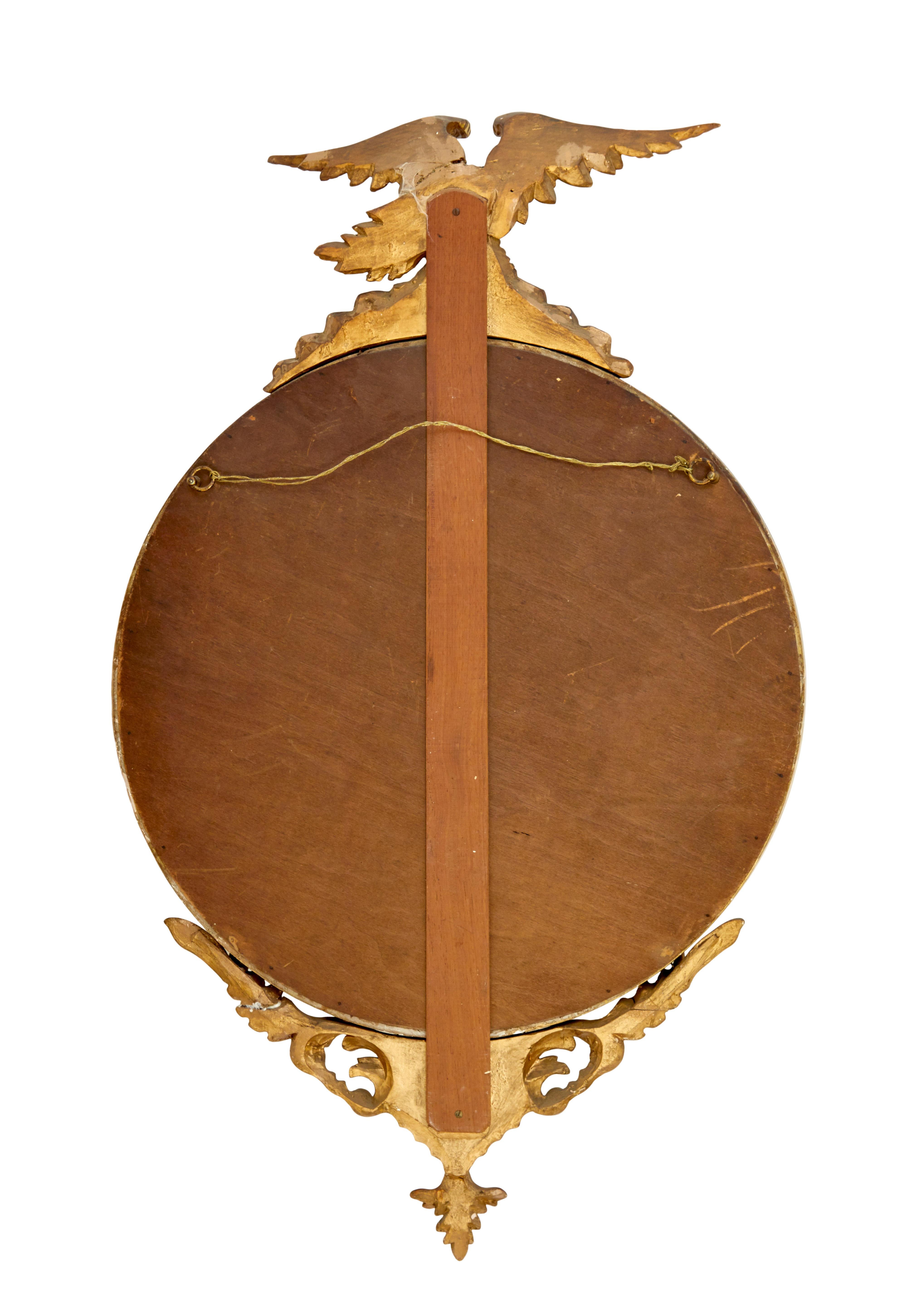 19th century carved gilt convex mirror For Sale 1