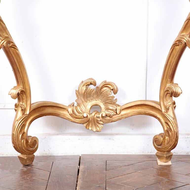 Hand-Carved 19th Century Carved + Gilt Marble-Top Console