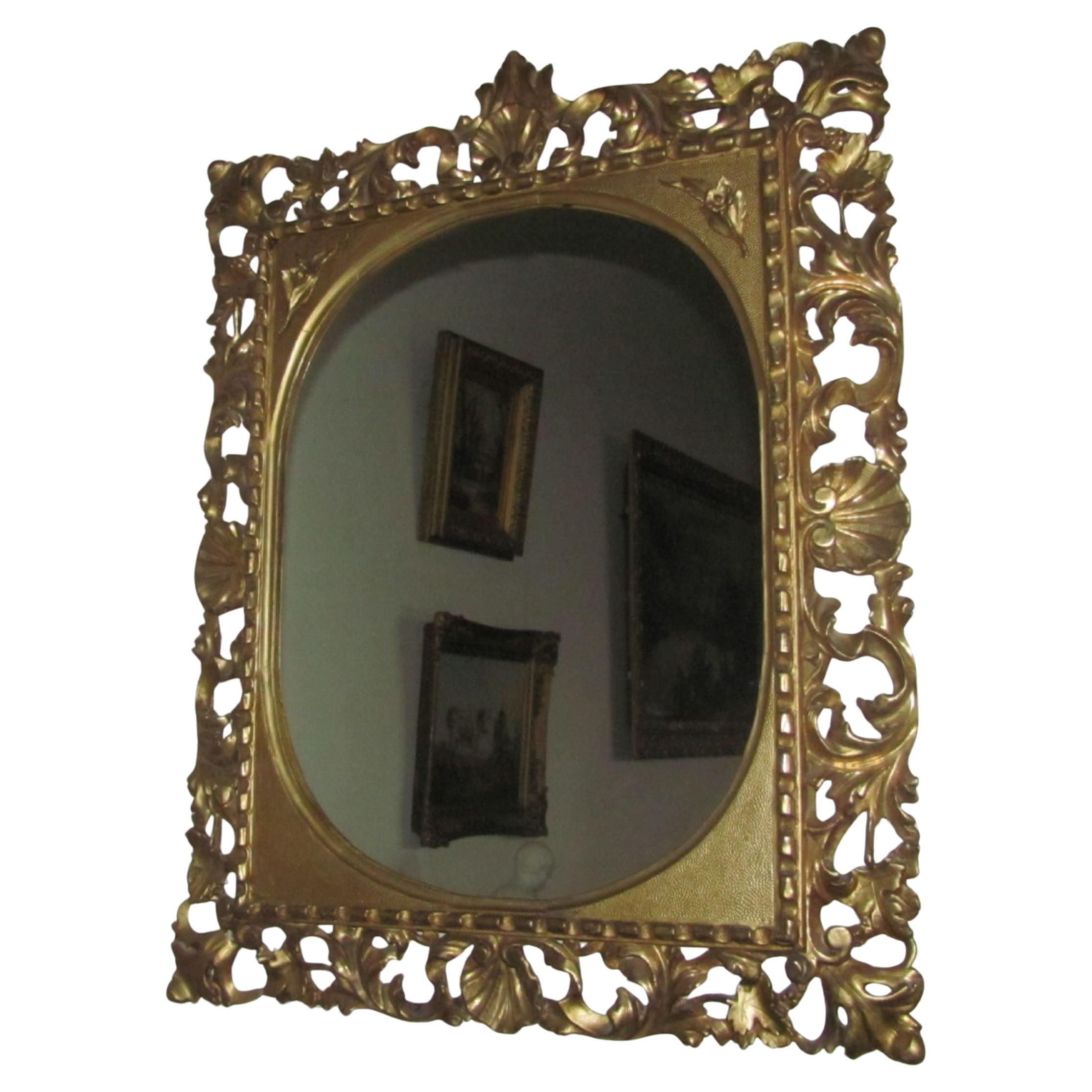 19th Century Carved Gilt Wood Florentine Framed Oval Wall Mirror