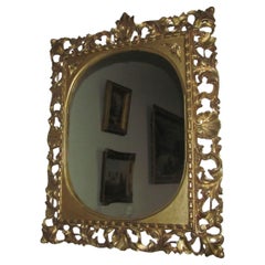 19th Century Carved Gilt Wood Florentine Framed Oval Wall Mirror