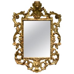 Antique 19th Century Carved Italian Gilt Wood Mirror