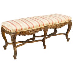 19th Century Carved Giltwood Duet Stool