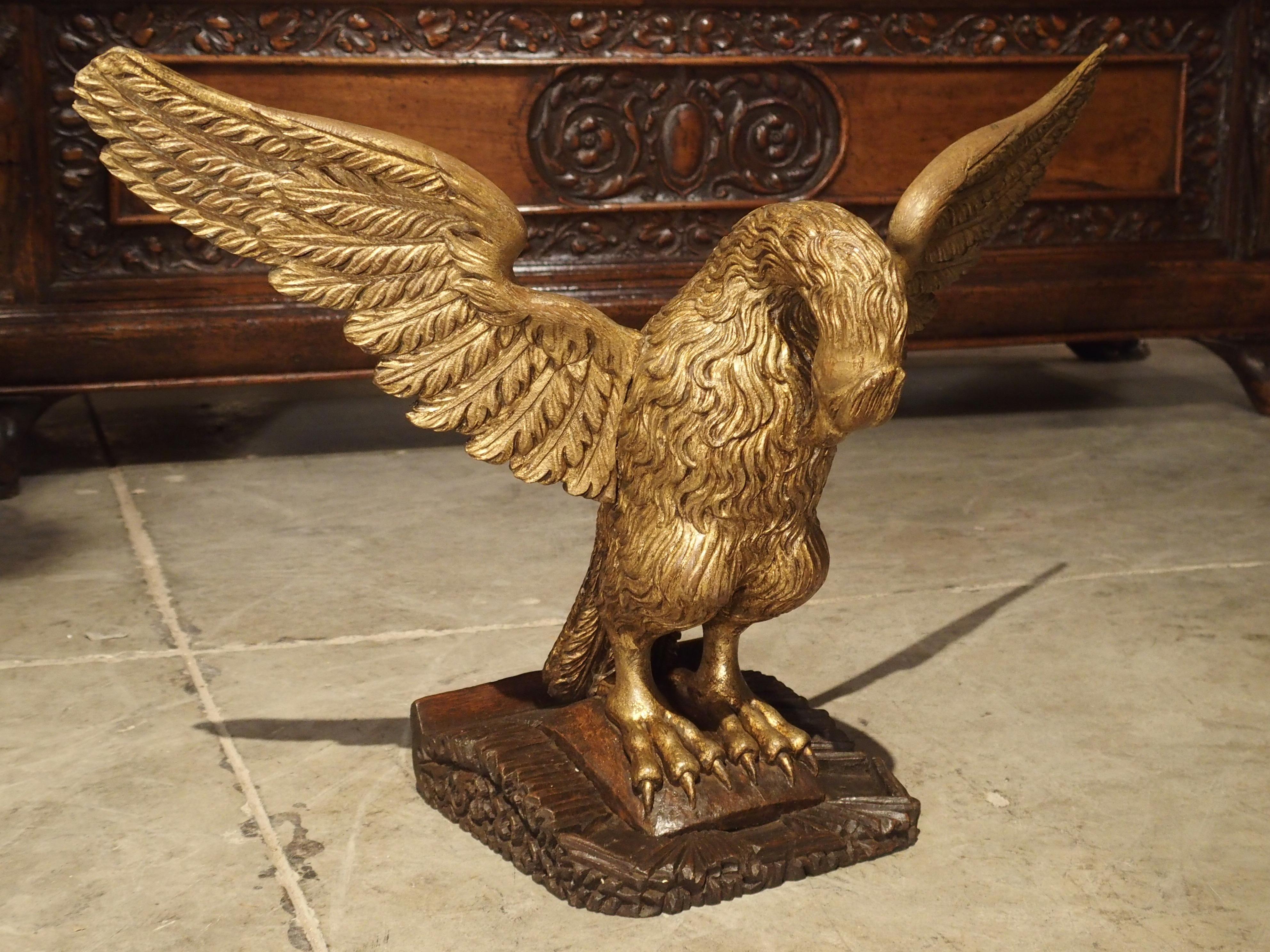 European 19th Century Carved Giltwood Eagle on Stand