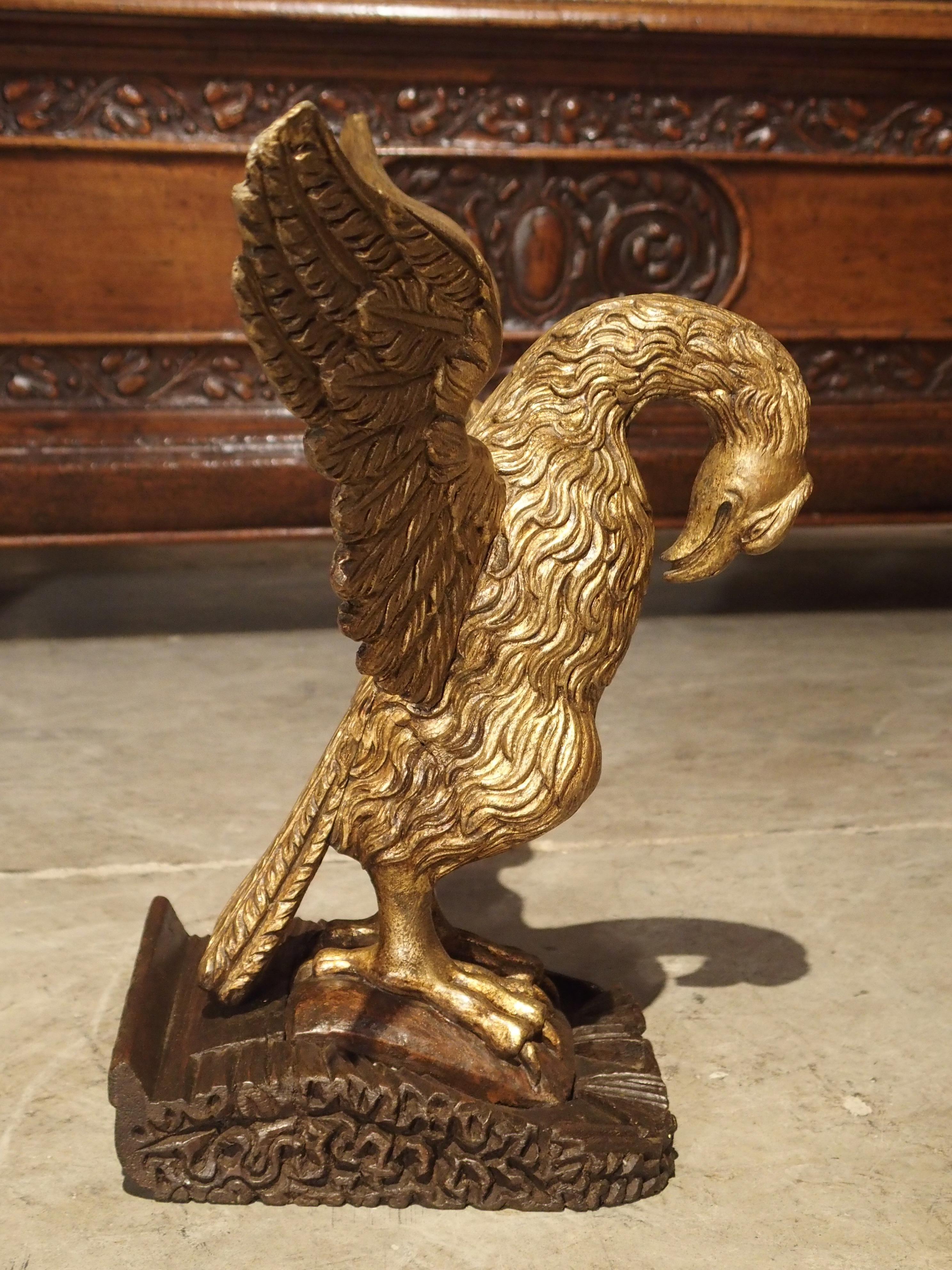 Wood 19th Century Carved Giltwood Eagle on Stand