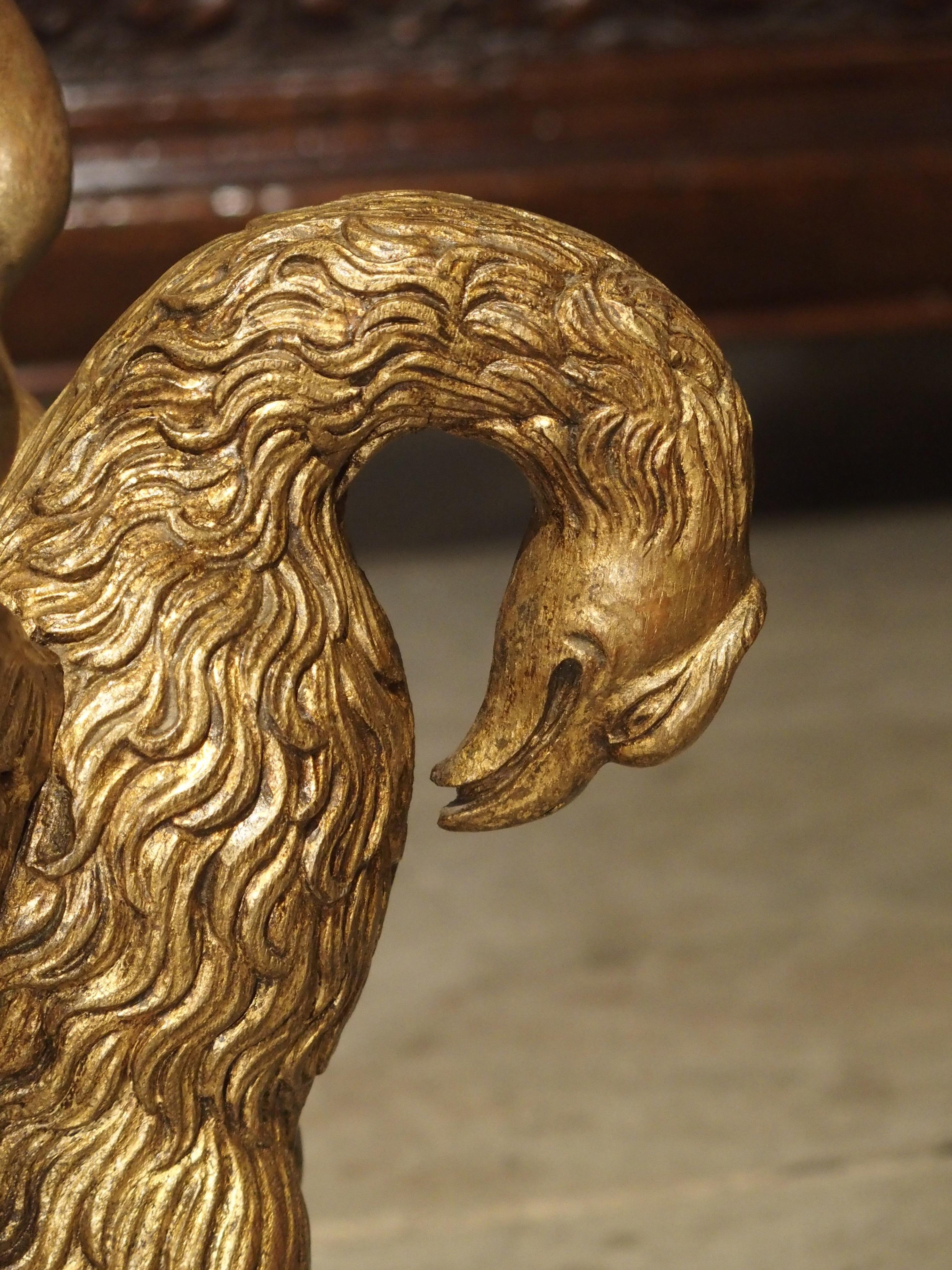 19th Century Carved Giltwood Eagle on Stand 1