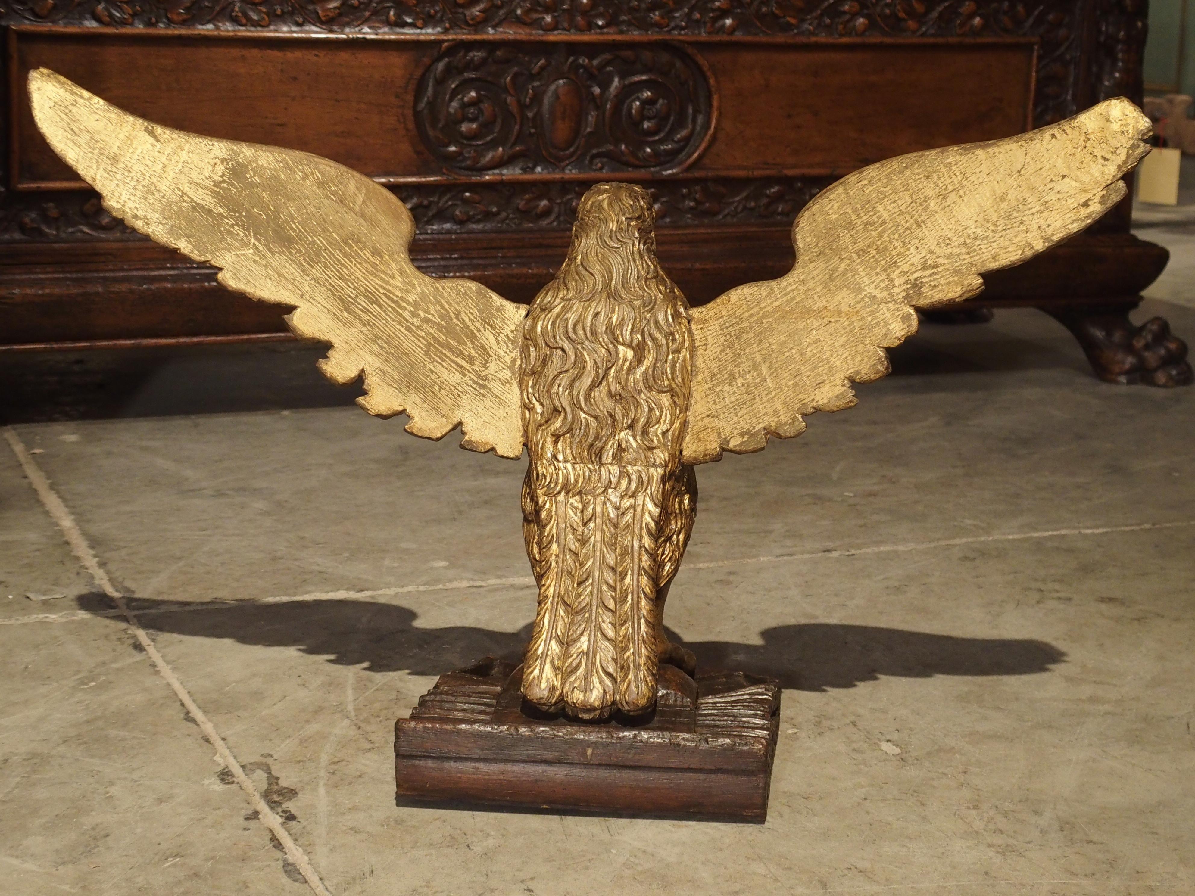 19th Century Carved Giltwood Eagle on Stand 2