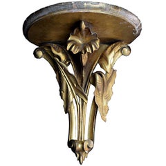 19th Century Carved Giltwood Floral Wall Bracket