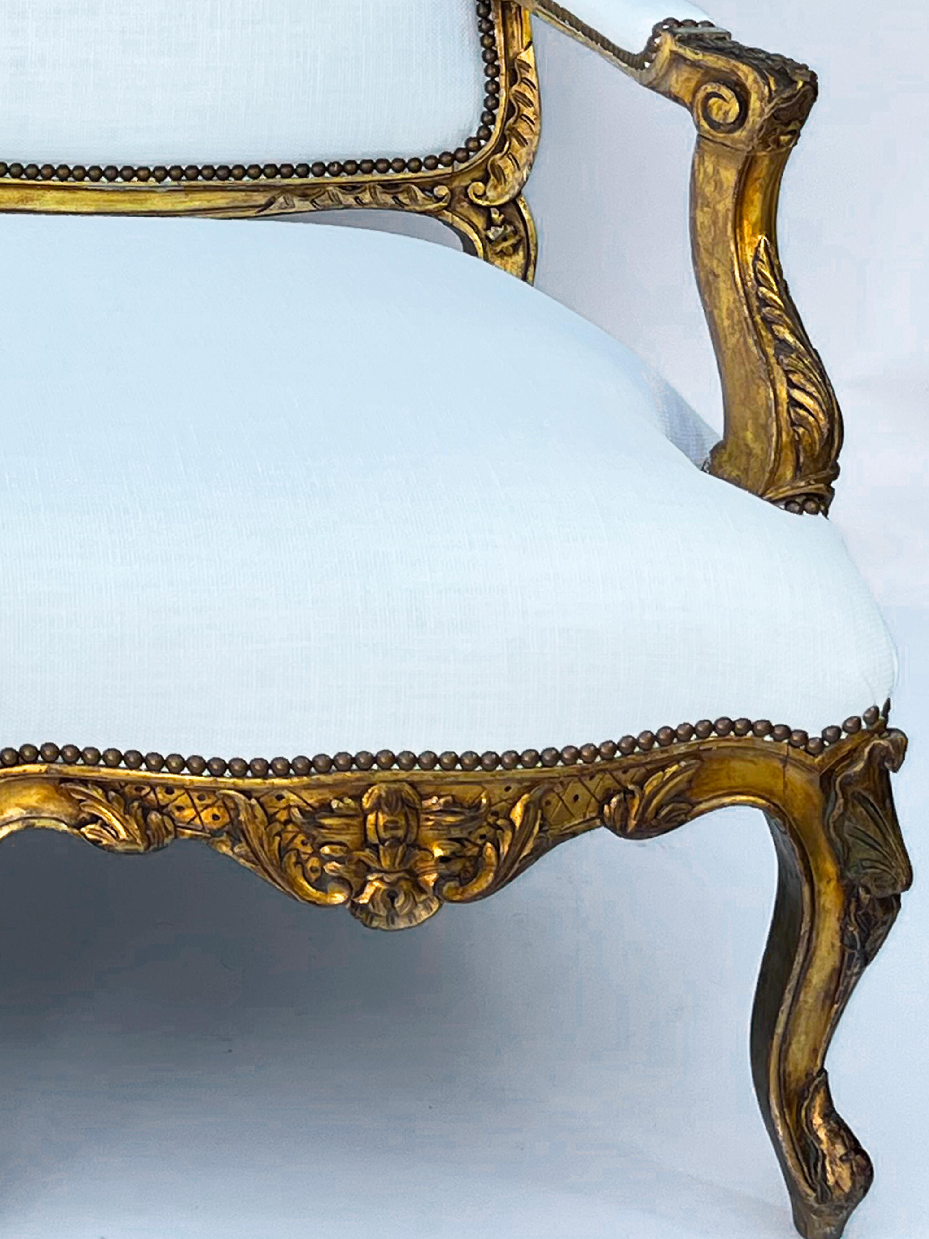 19. Jahrhundert geschnitzt Giltwood Italienisch Sofa Settee (Polster) im Angebot