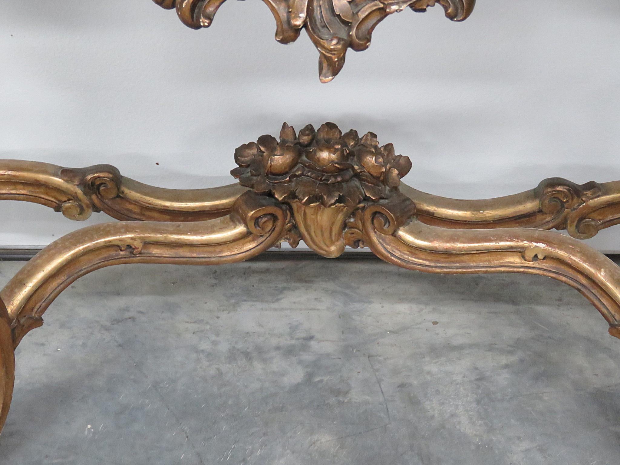 19th Century Carved Giltwood Marble-Top Console with Mirror 6