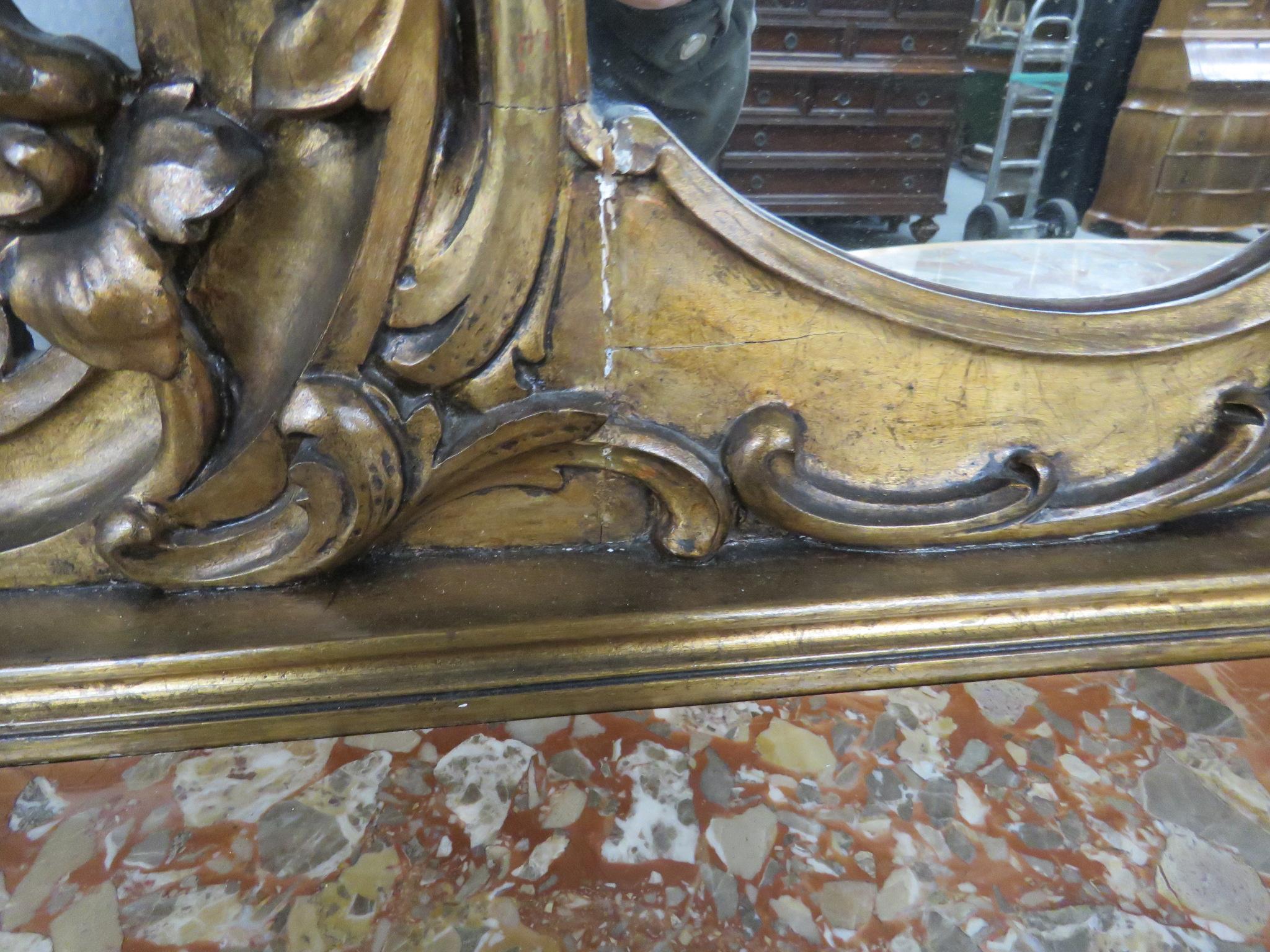 19th Century Carved Giltwood Marble-Top Console with Mirror 7