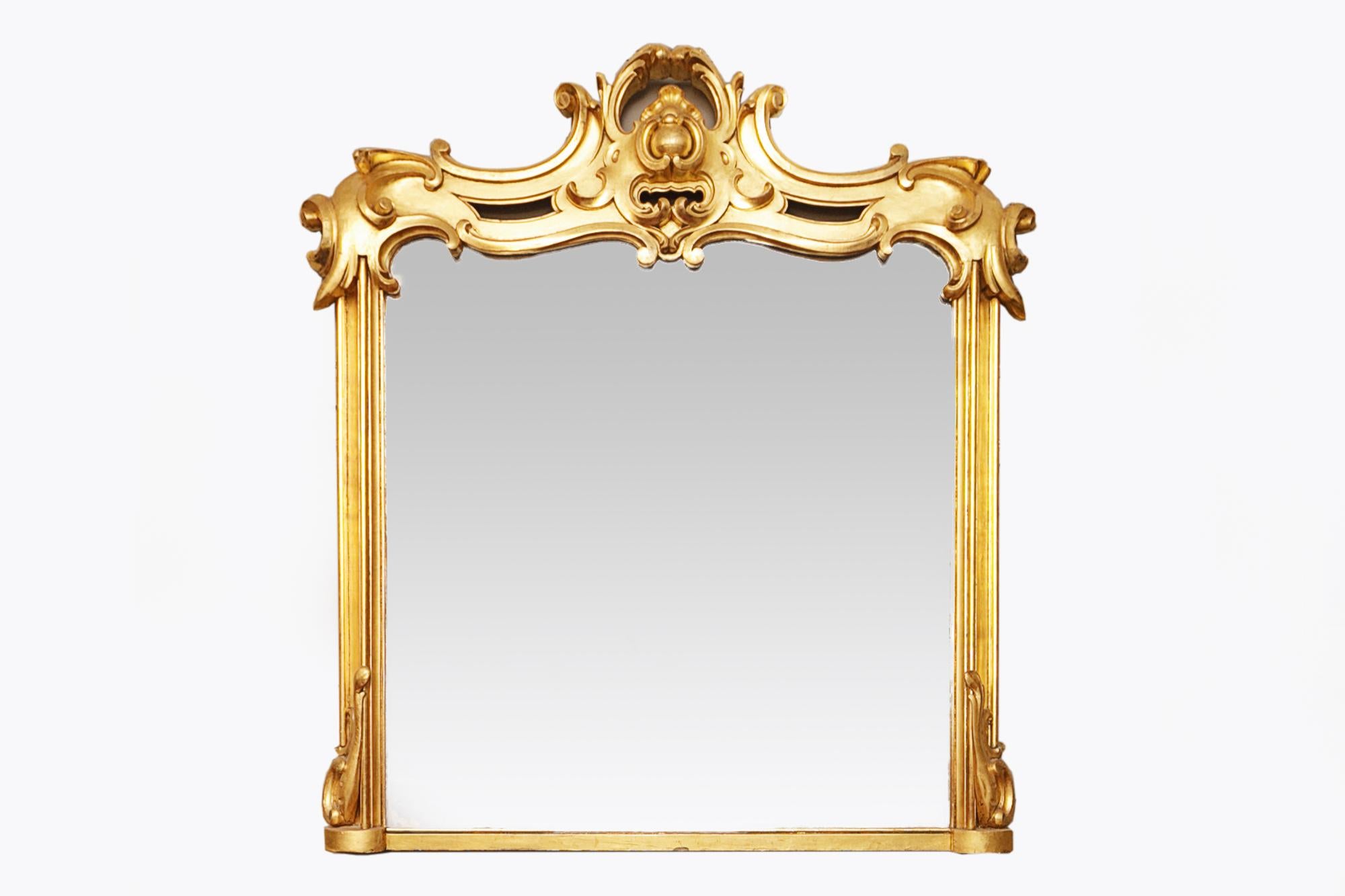 Irish 19th Century Carved Giltwood Overmantel Mirror For Sale
