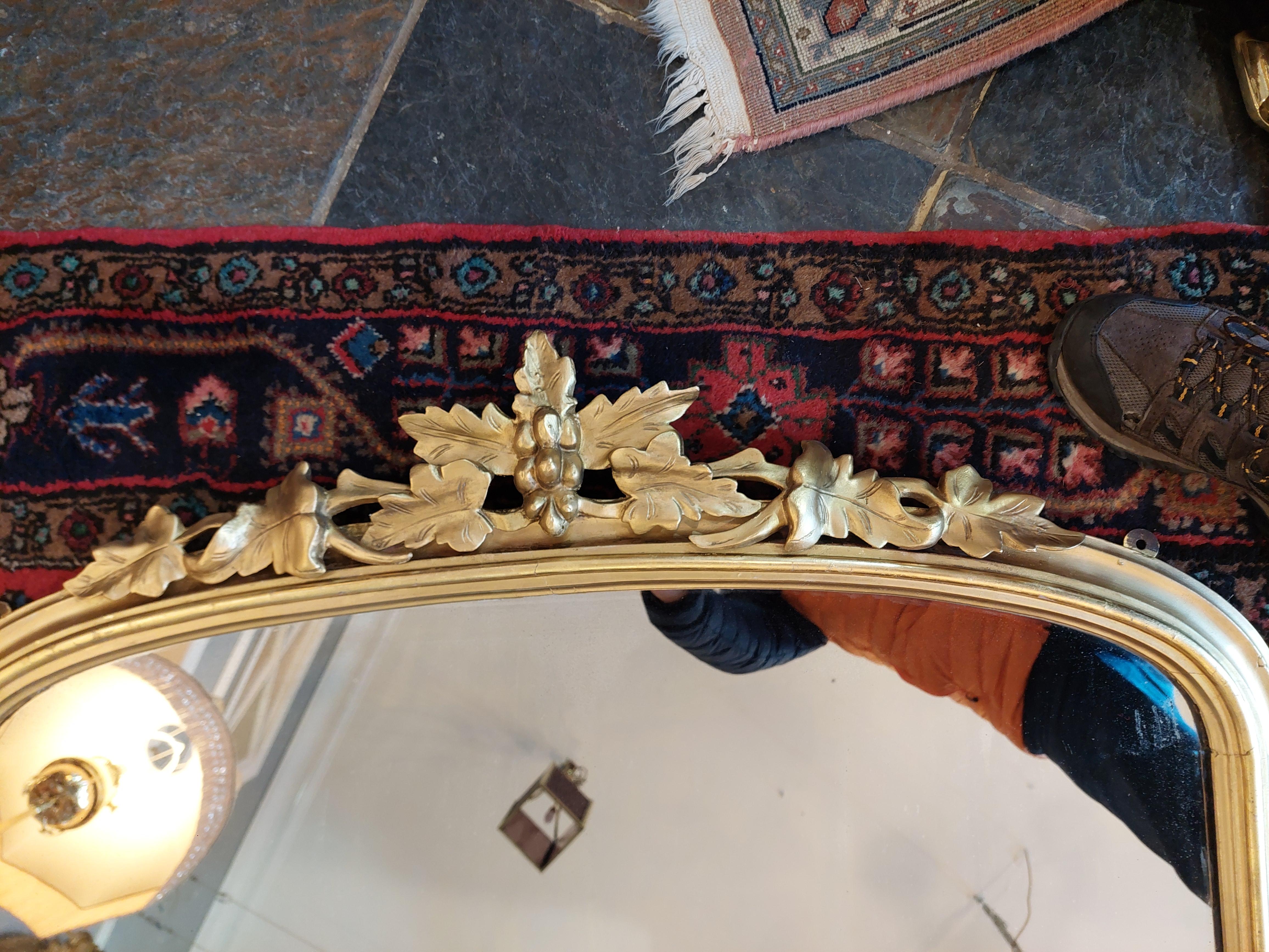 Victorian 19th Century Carved Giltwood Overmantle Mirror