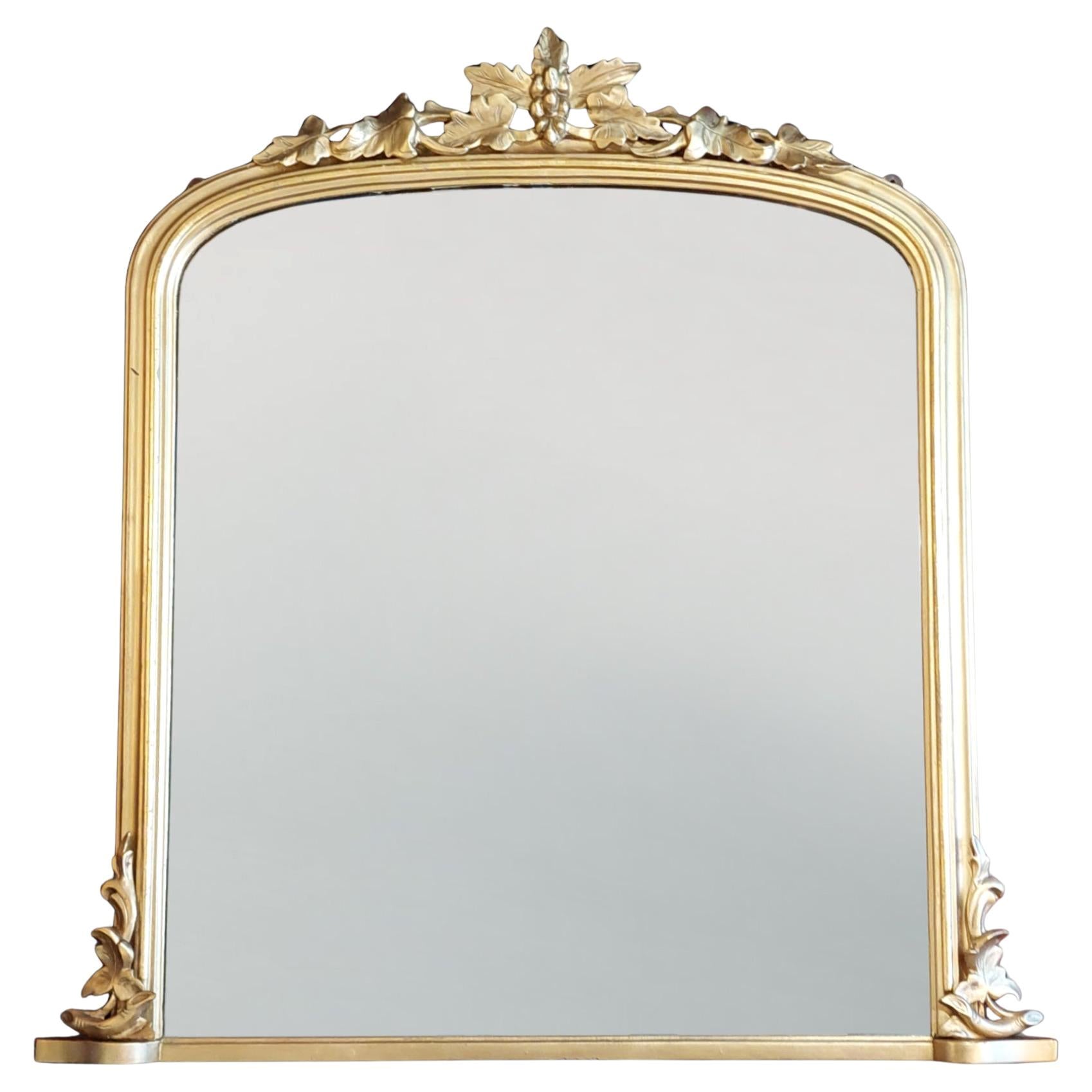 19th Century Carved Giltwood Overmantle Mirror