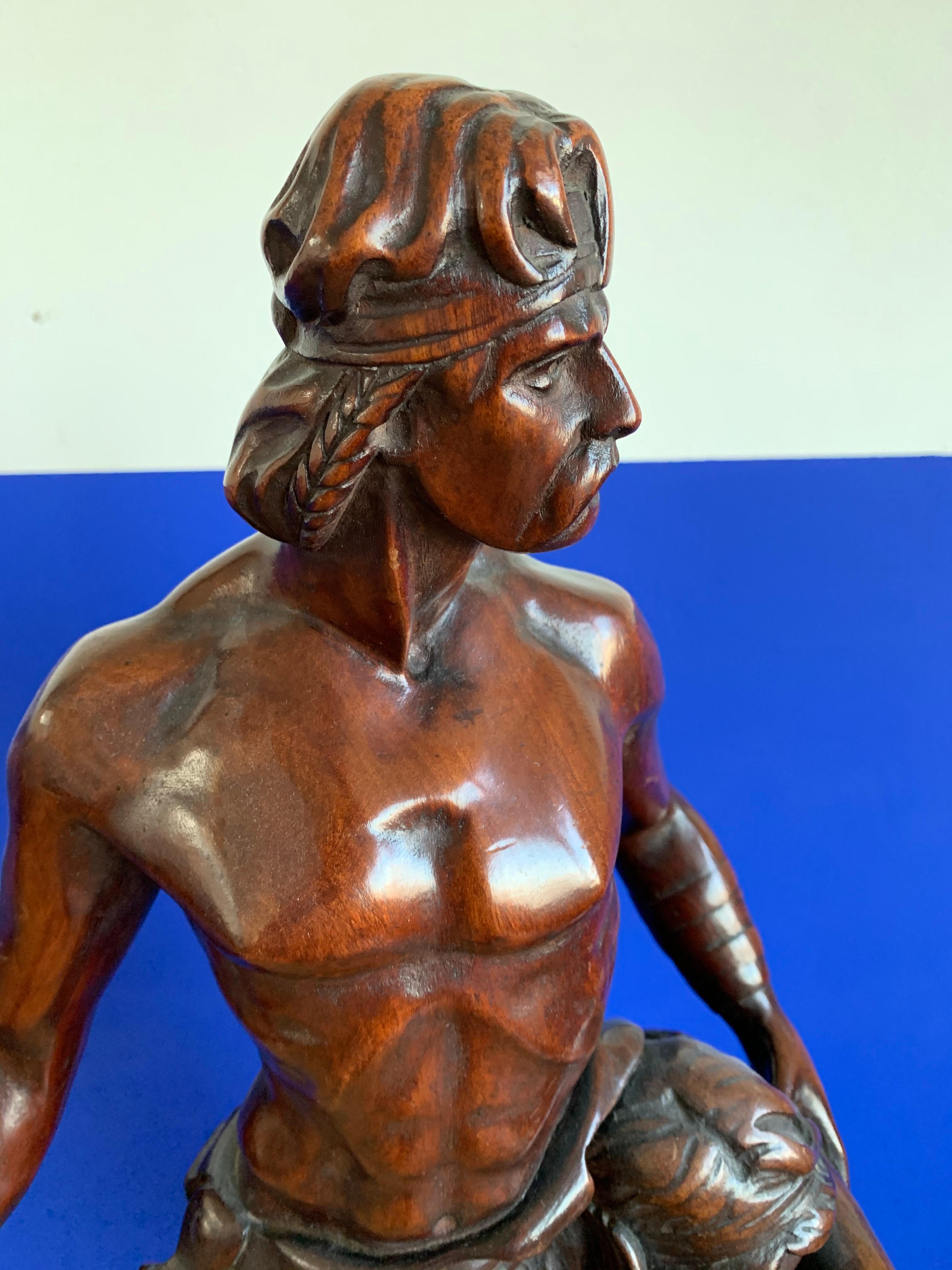 Antike geschnitzte Holzgruppe-Statue-Skulptur von Emile Boisseau, Unikat im Zustand „Hervorragend“ im Angebot in Lisse, NL