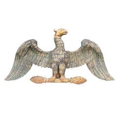 Antique 19th Century Carved Gustavian Giltwood / Polychrome Eagle
